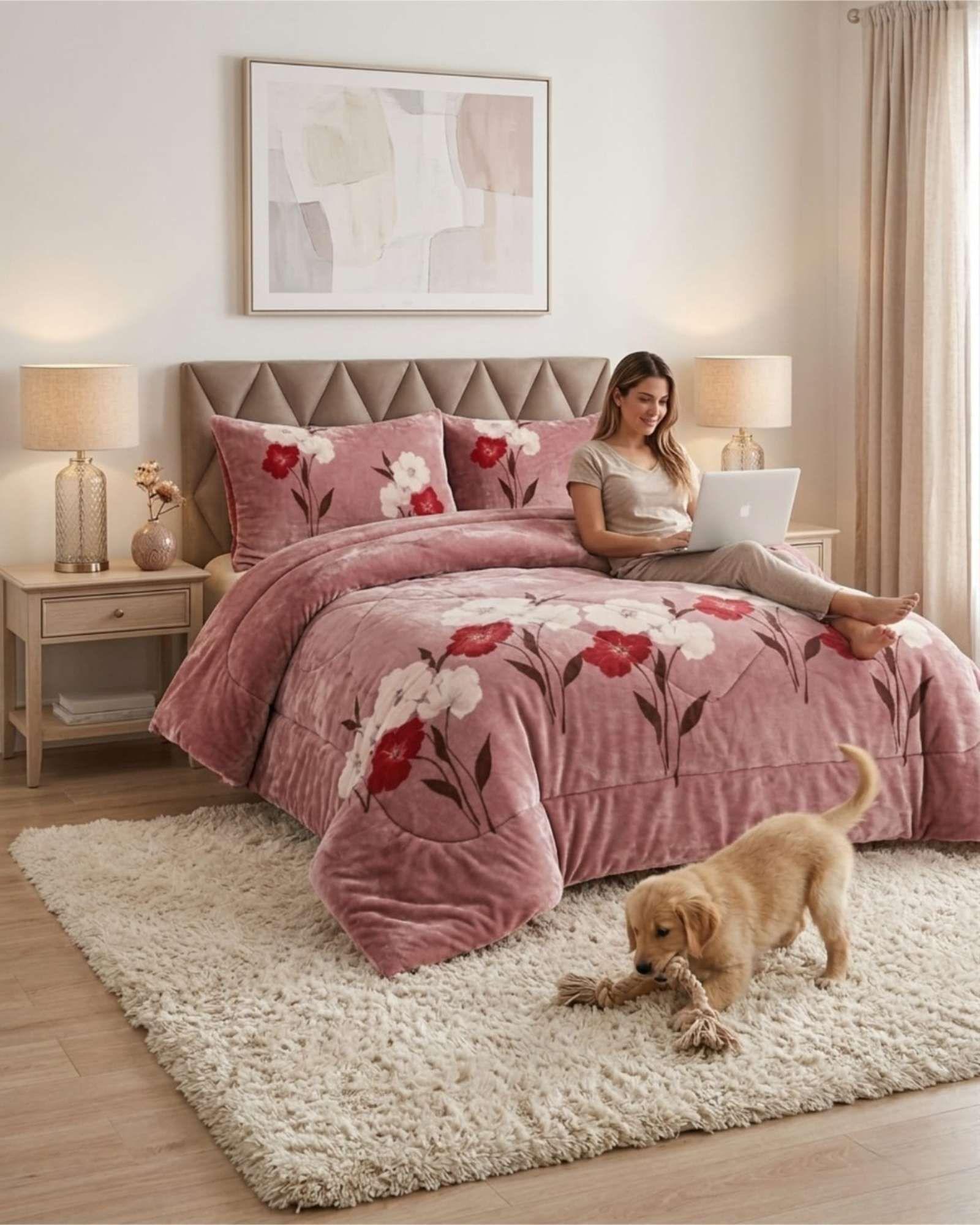 Cubrecamas Sherpa 2 Plazas Plush Ultra Suave De Lujo m6-3