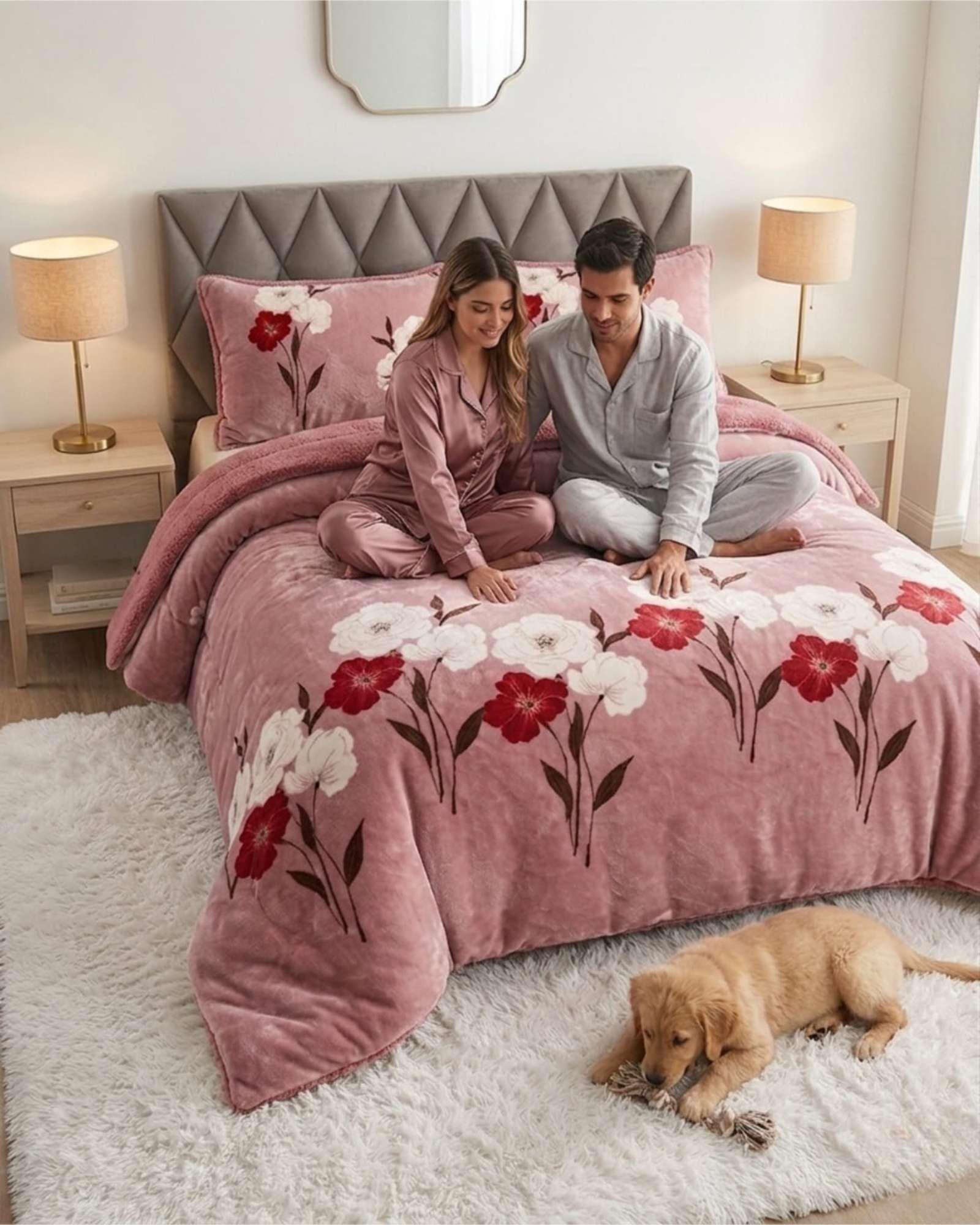 Cubrecamas Sherpa 2 Plazas Plush Ultra Suave De Lujo m6-4