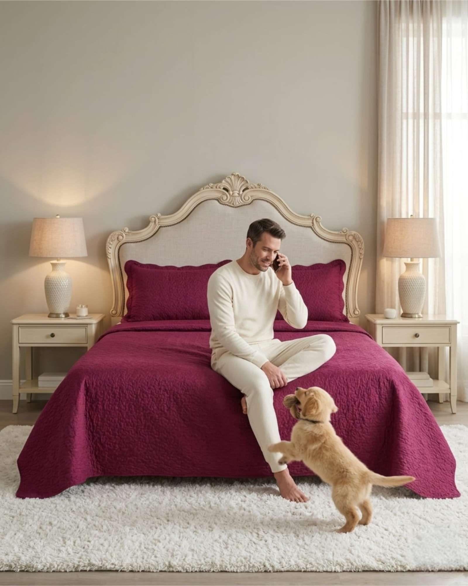 Cubrecama Quilt Verano King Suave Fresco Con Fundas Set f5-2