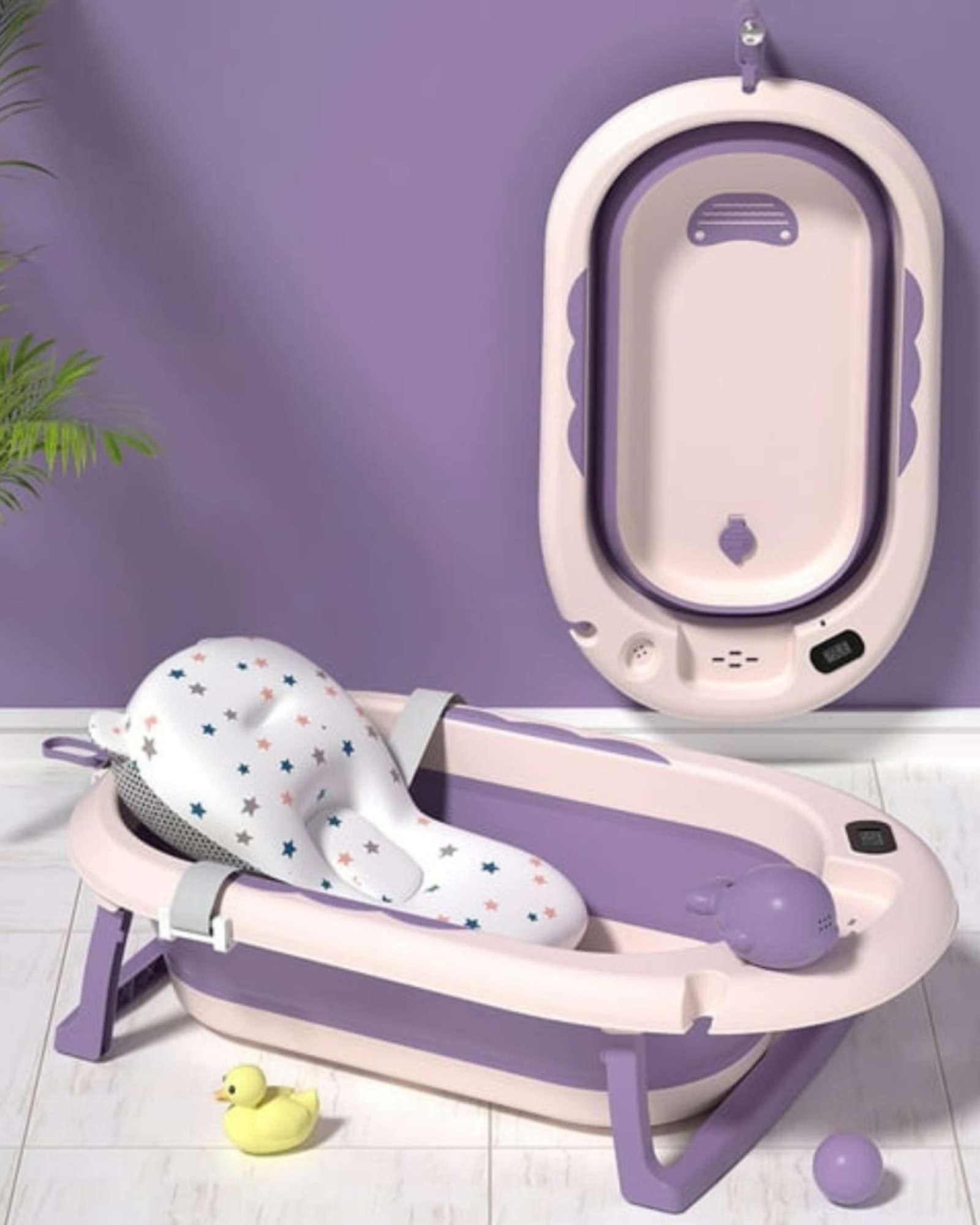 TINA BEBE BAÑERA PLEGABLE CON ACCESORIOS MORADO-4