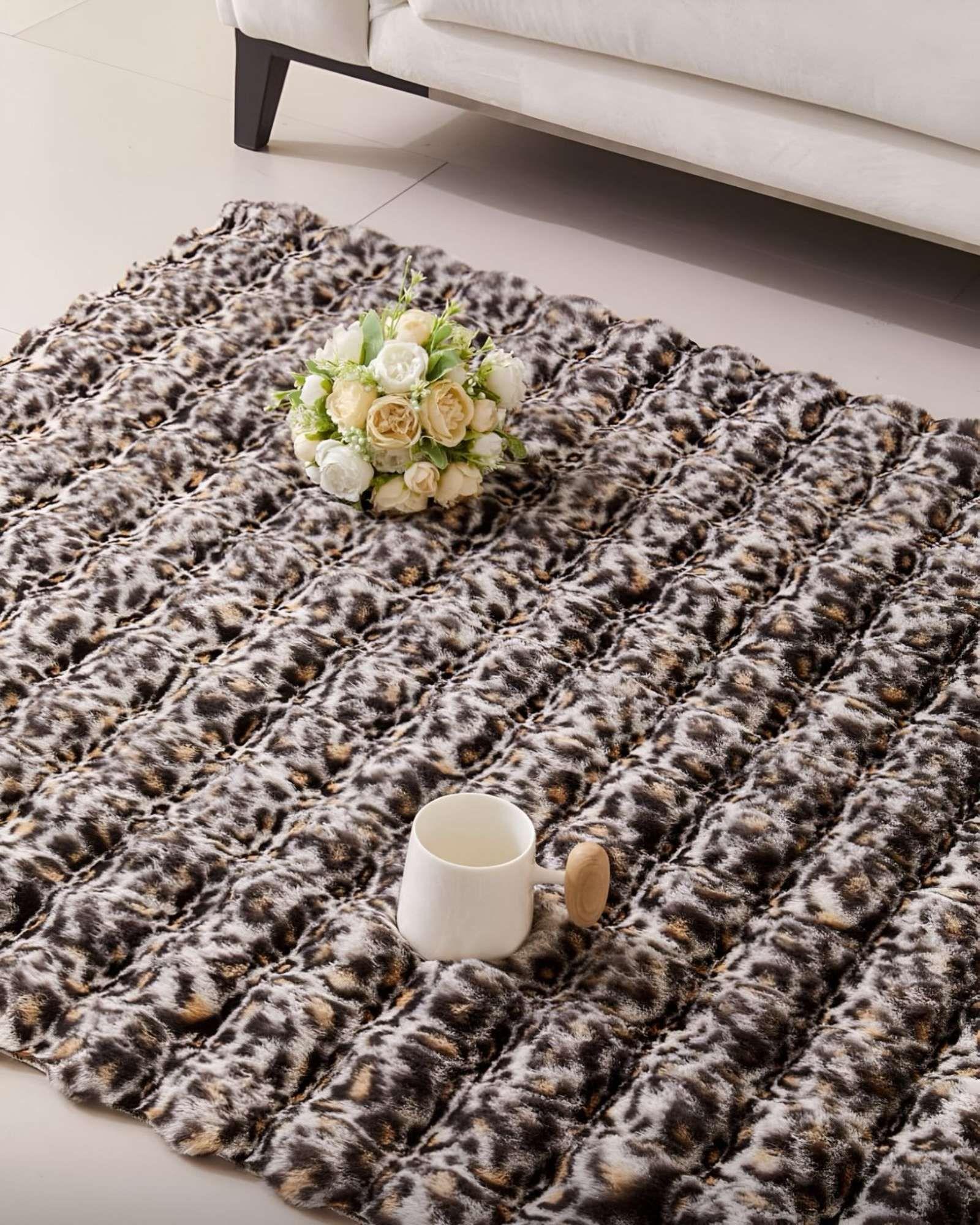 ALFOMBRAS SUAVE ESTILO PIEL DE CONEJO ANIMAL PRINT OSCURO-3