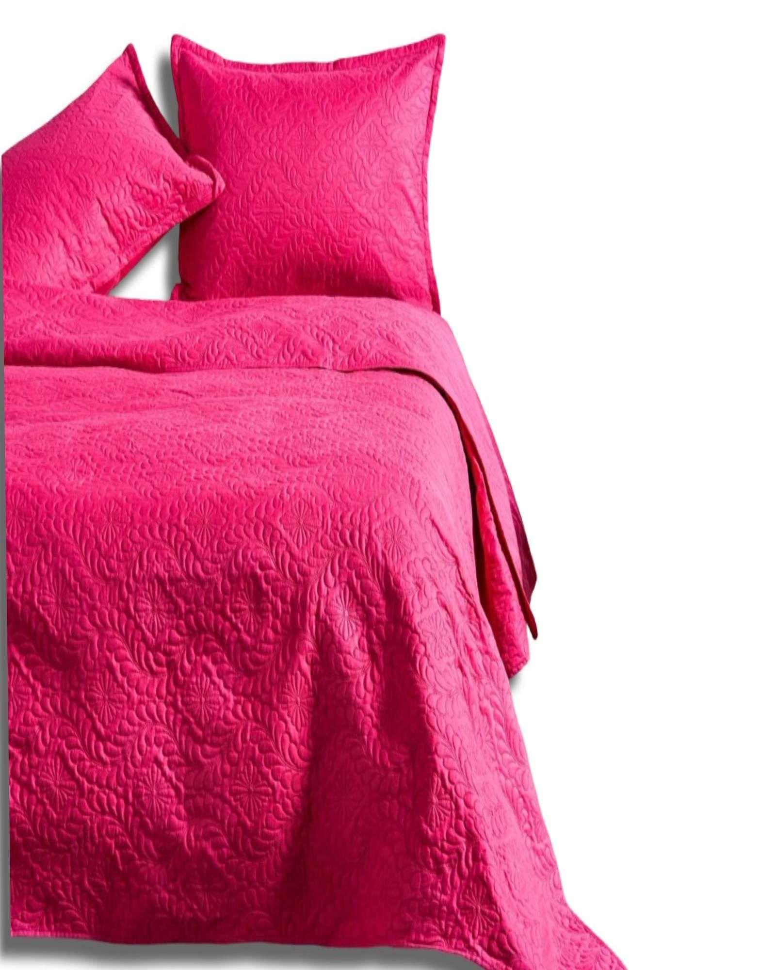 COBERTOR COLCHA DE VERANO QUILT 2 PLAZA FUCSIA-0