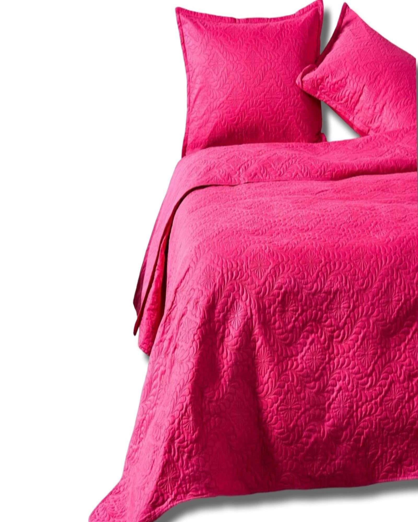 COBERTOR COLCHA DE VERANO QUILT 2 PLAZA FUCSIA-1