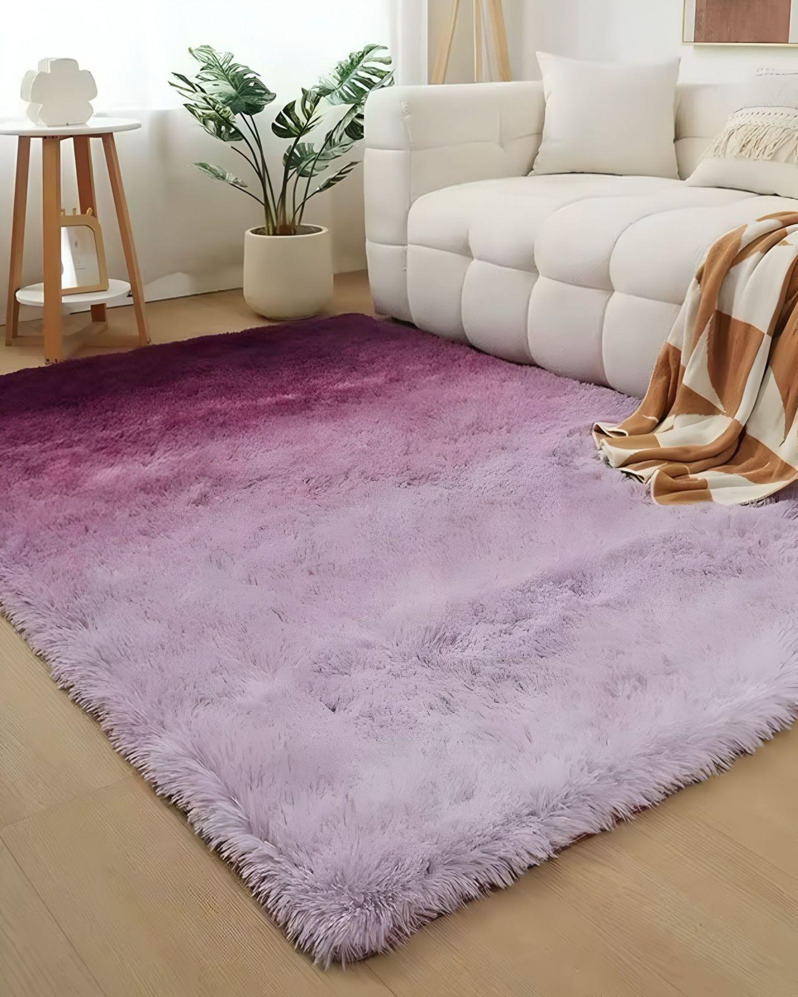 Alfombra peluda Suave 180 x 200 cm Primera Calidad Violeta Jaspeado-2