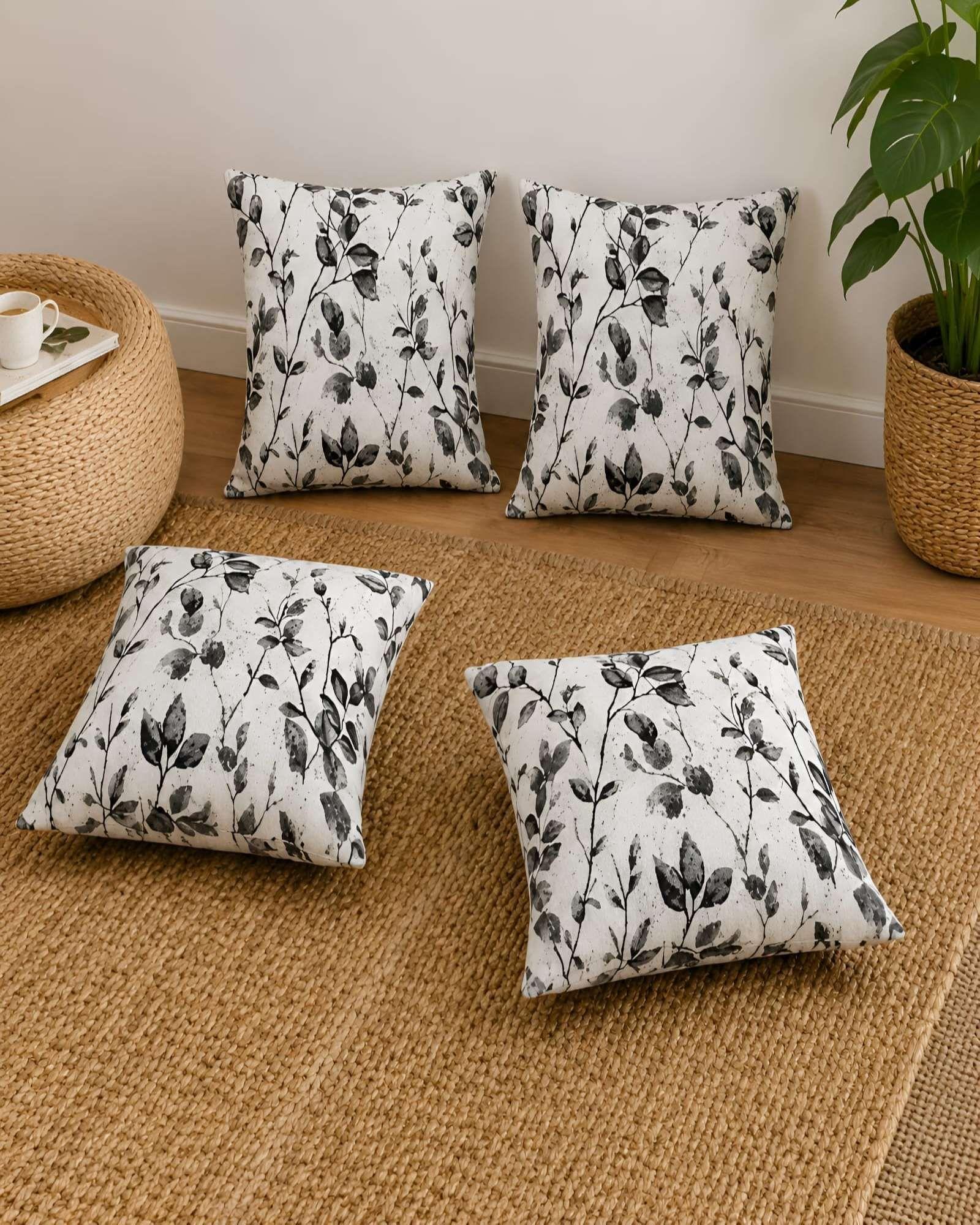 Set 4 Fundas De Cojin Rellenos Estilo Botanico De Alta Calidad m4-4