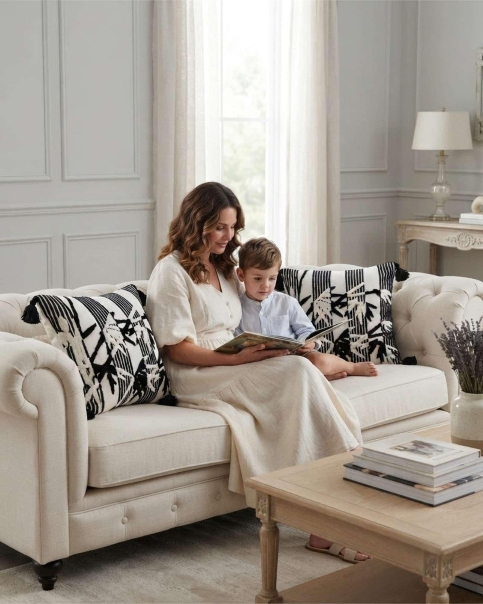 Set De 4 Fundas Para Cojin 45cm x 45cm Con Diseño Bordado m44-1
