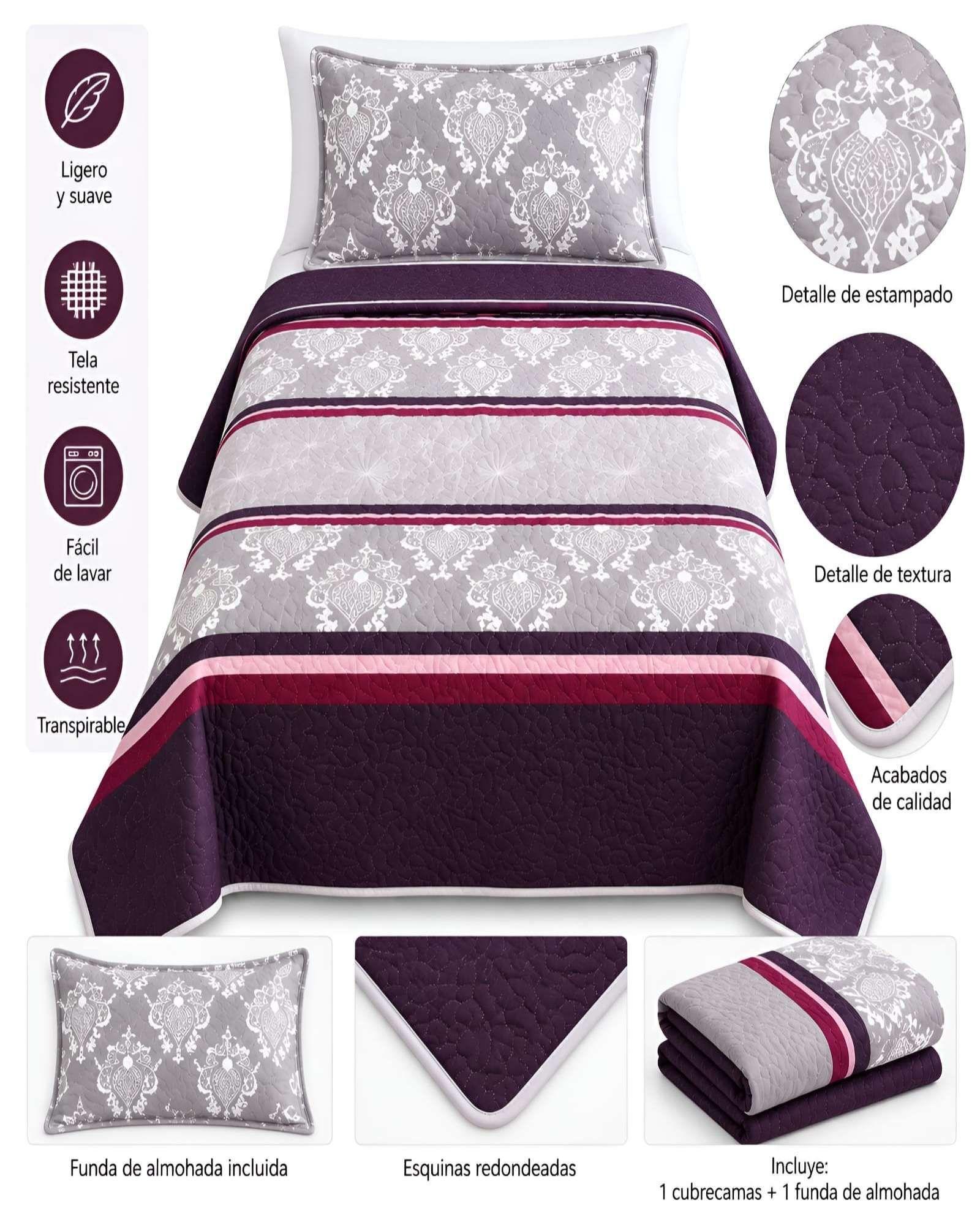 Cubrecamas Quilt Plaza Y Media Textura Suave Y Fresca m7-4