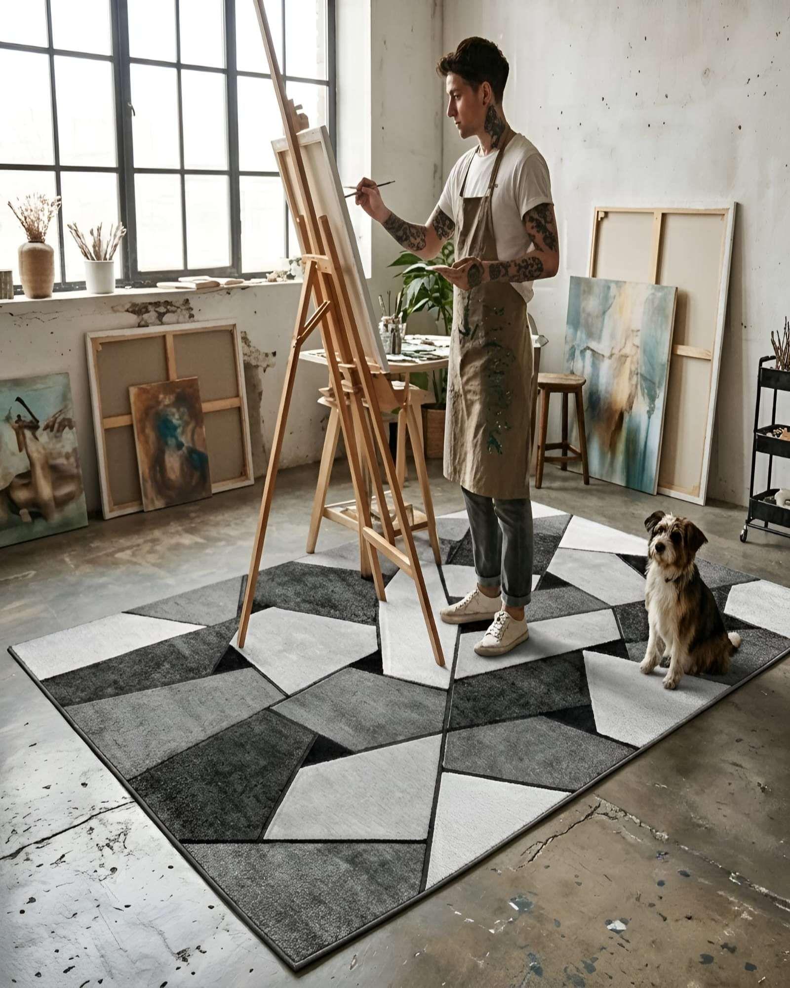 Alfombra de Diseño Geométrico (200x240 cm) Elegancia y Confort para Espacios Amplios 01-2
