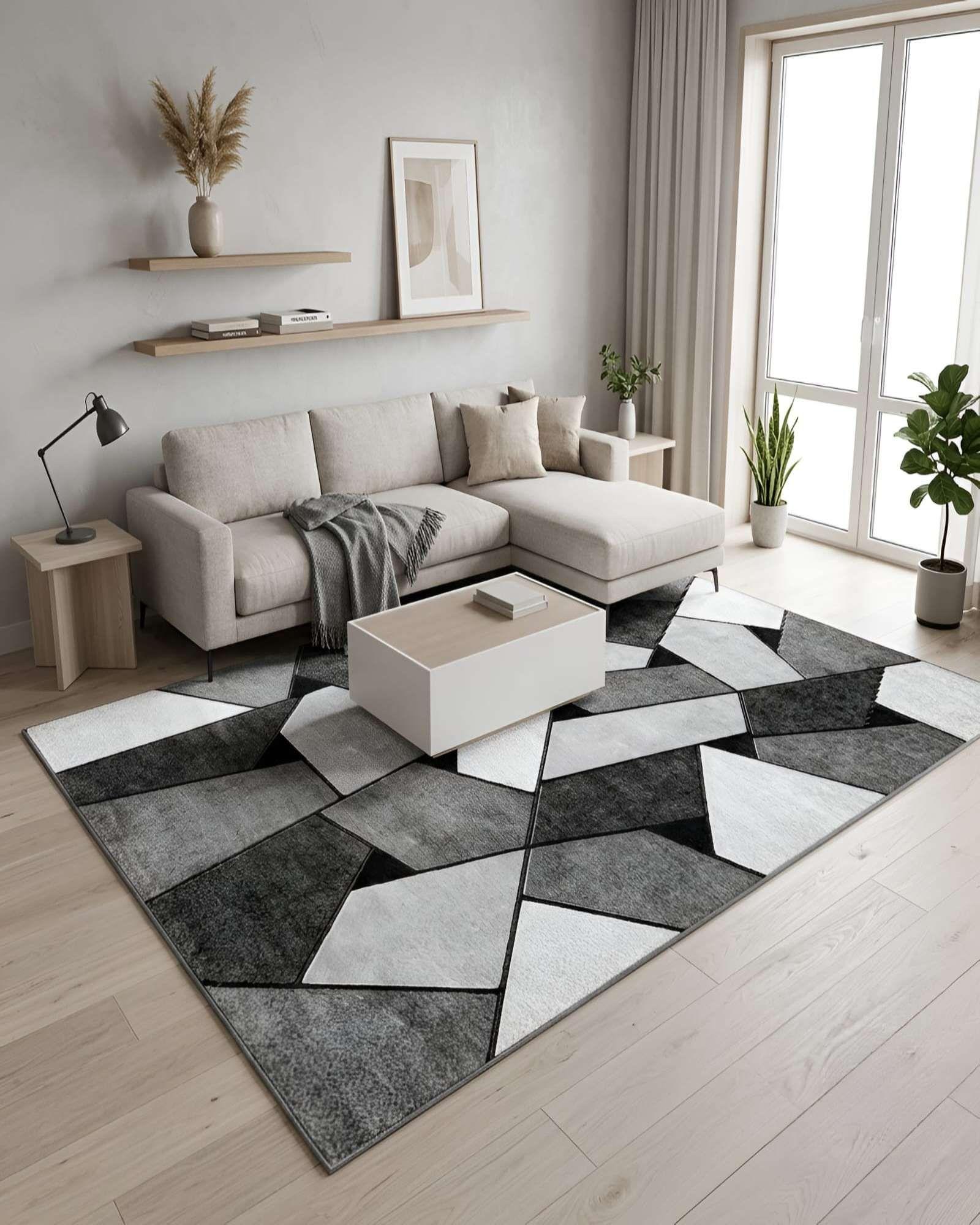 Alfombra de Diseño Geométrico (200x240 cm) Elegancia y Confort para Espacios Amplios 01-4