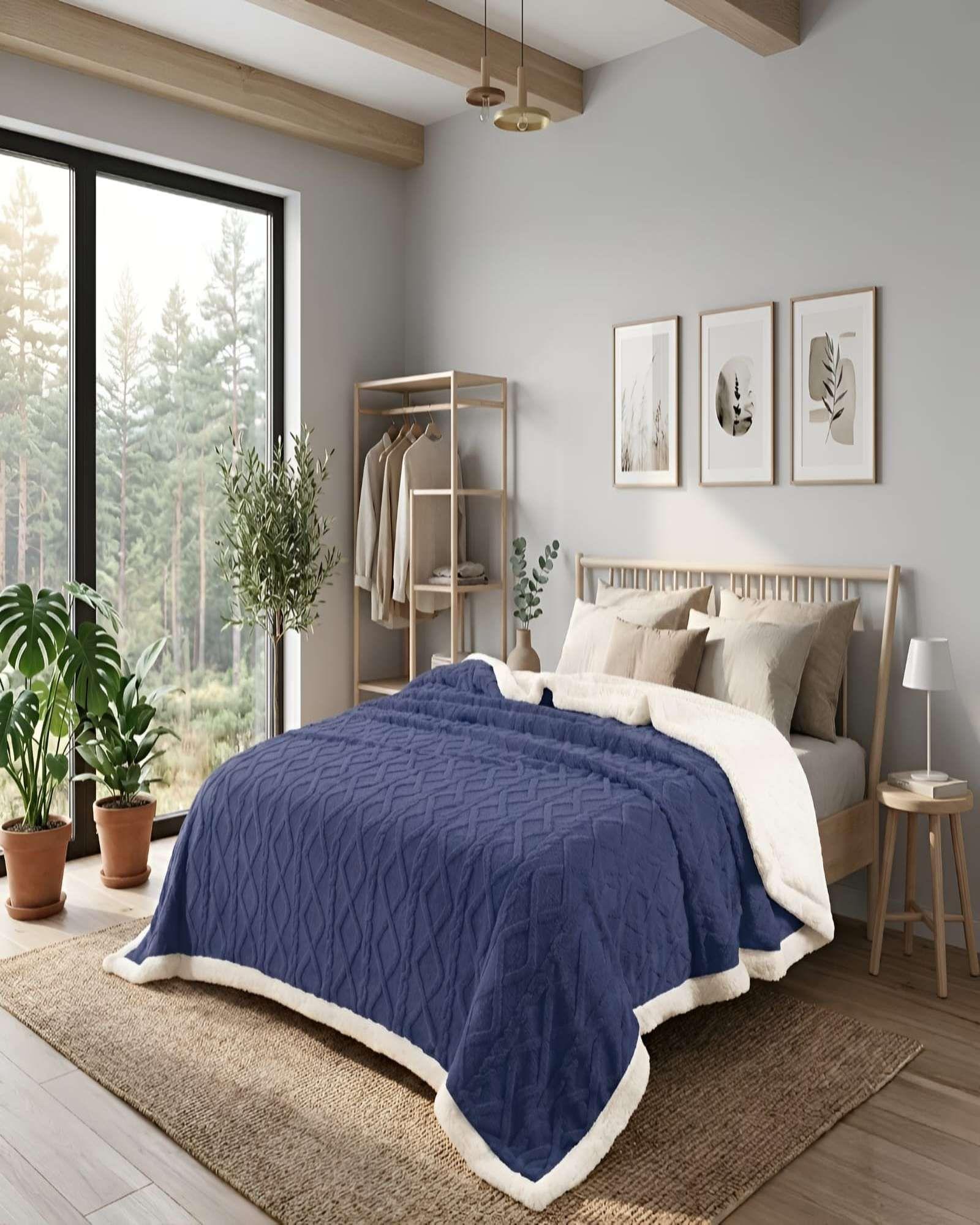 Frazada Sherpa Ultra Suave Con Relieve De Diamantes King m6-0