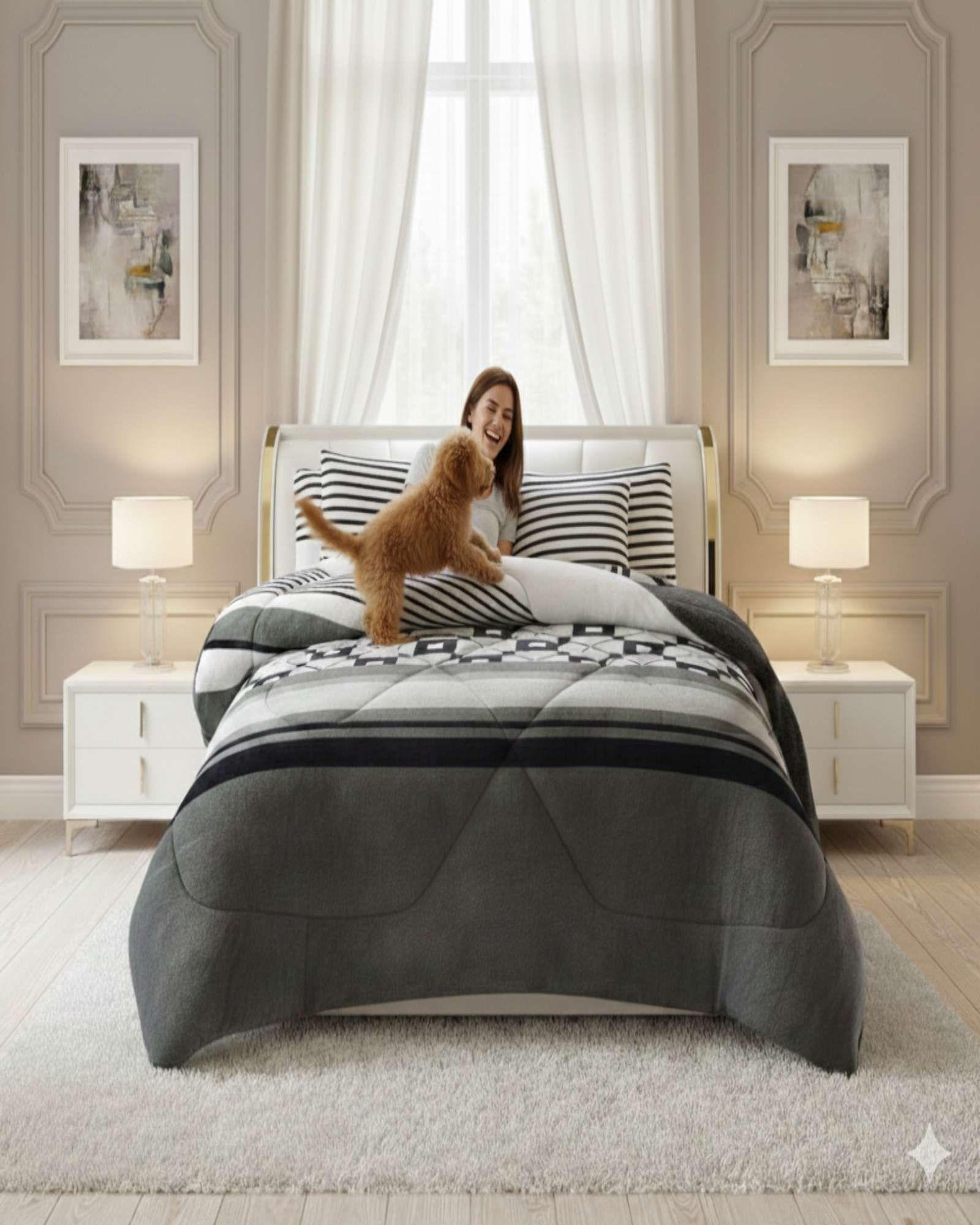 Juego de Cobertor con Chiporro mas sabana 2 plaza Extra Suave M1-2