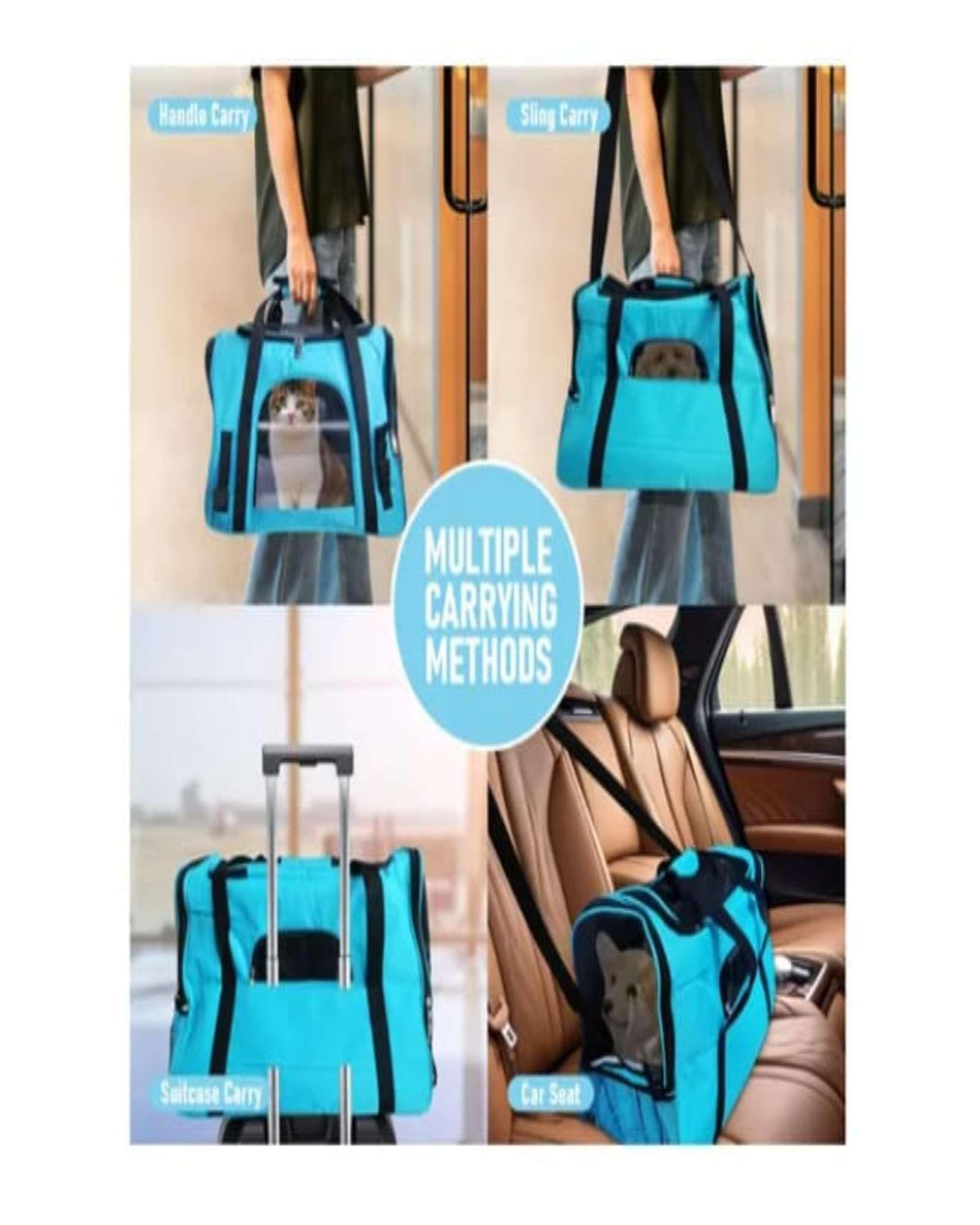 Bolso para Mascota transportador de Perro y Gato (Azul)-3