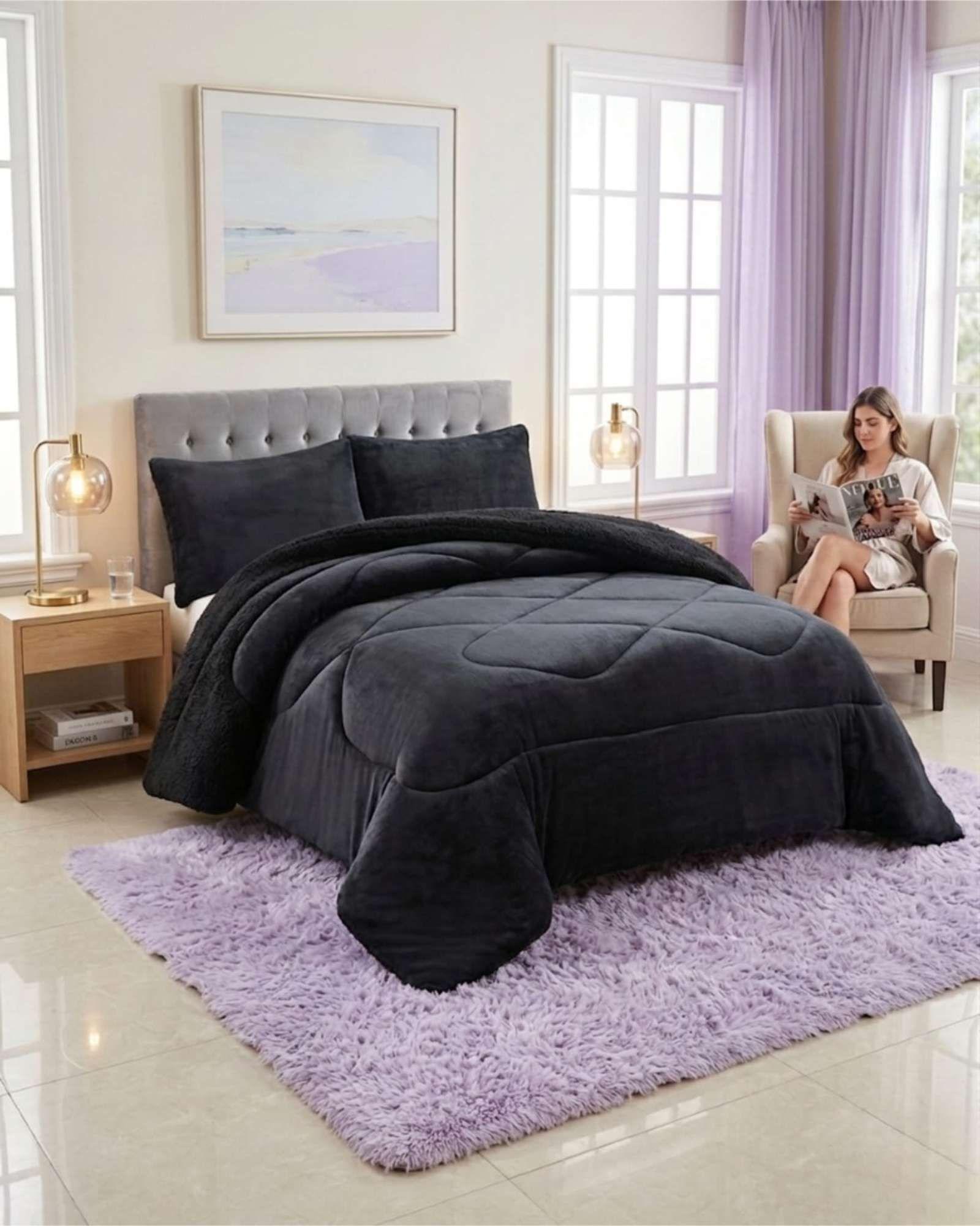 Cubrecamas Sherpa 2 Plazas Plush Ultra Suave De Lujo m8-0