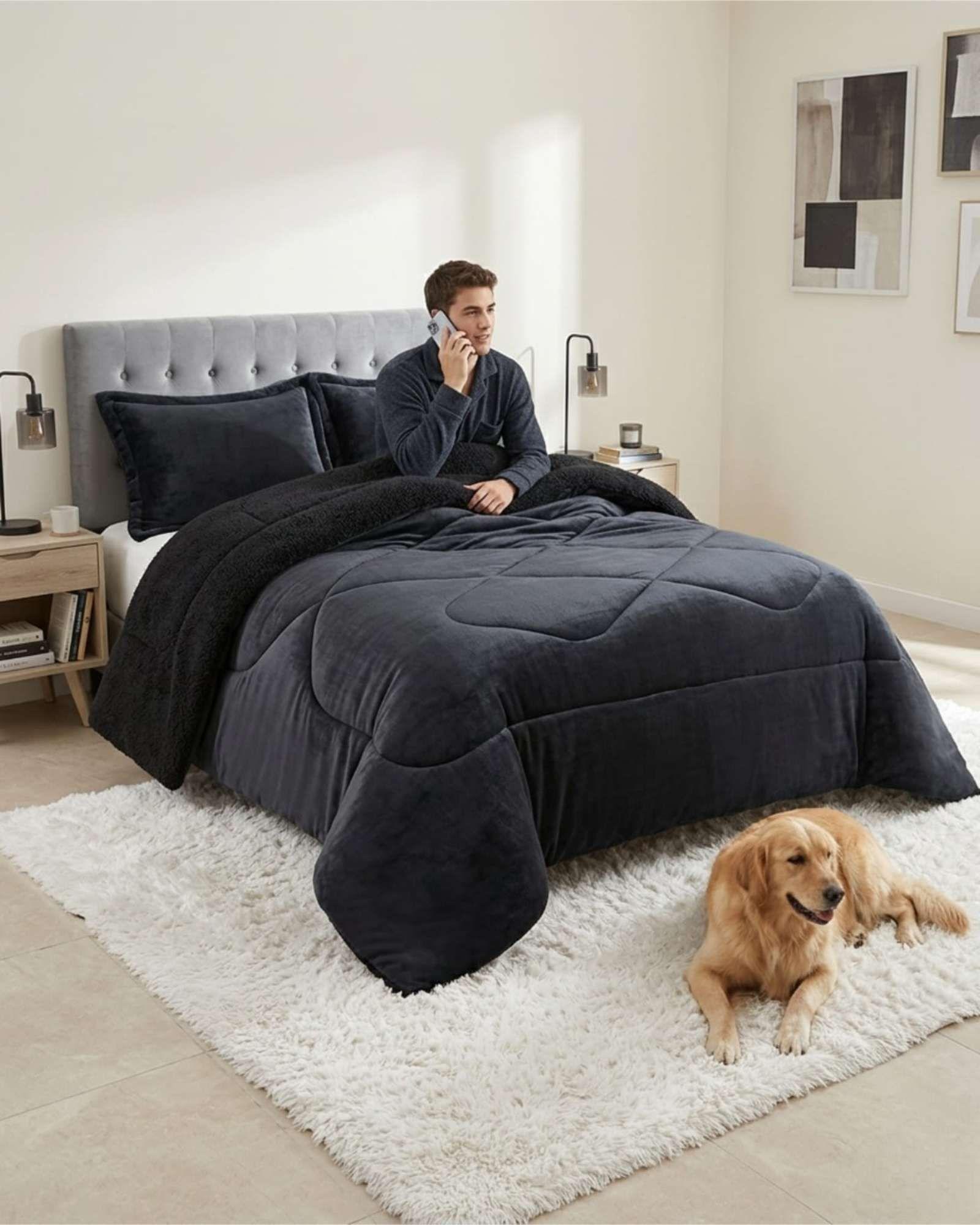 Cubrecamas Sherpa 2 Plazas Plush Ultra Suave De Lujo m8-4