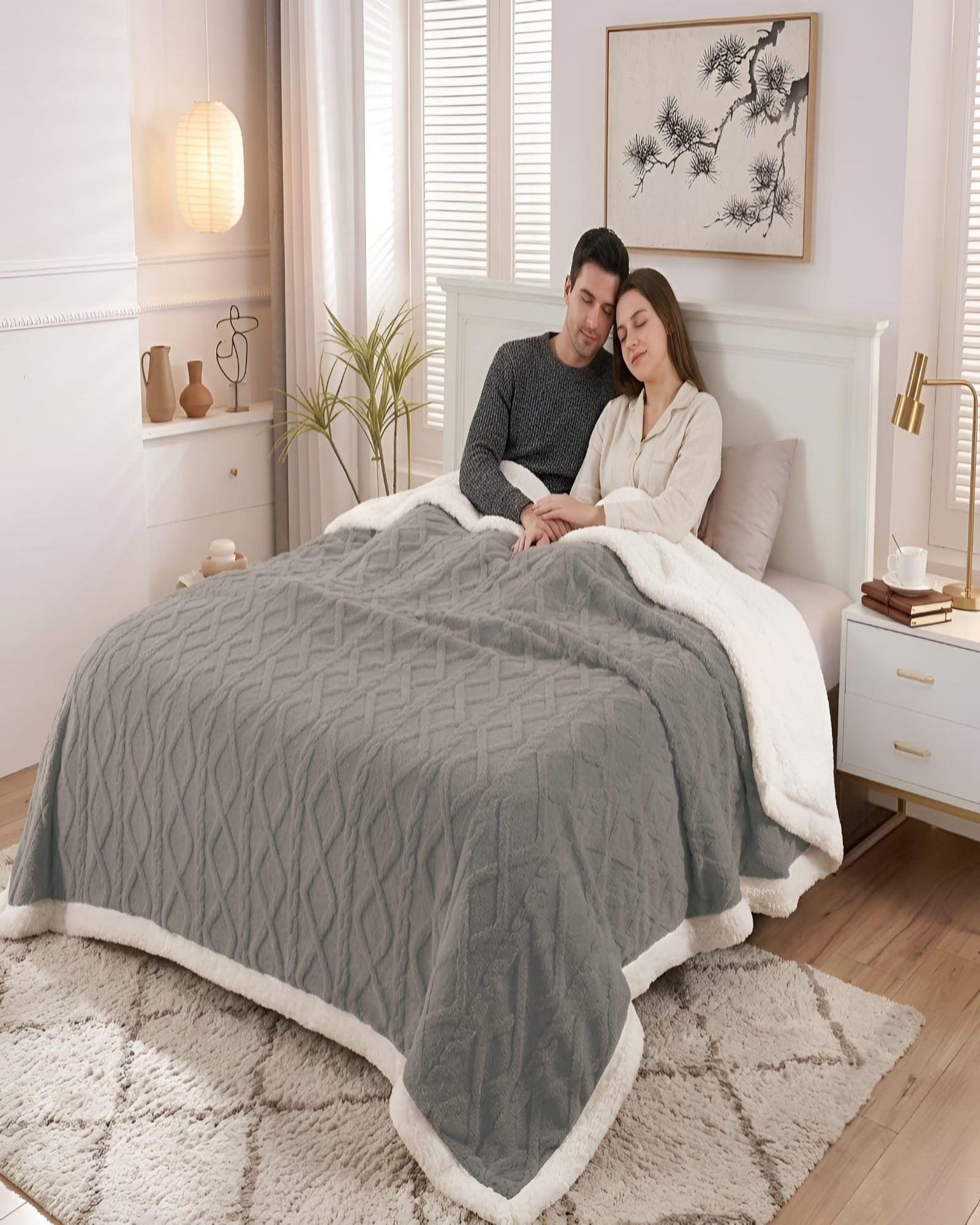 Frazada Sherpa Ultra Suave Con Relieve De Diamantes King m5-0
