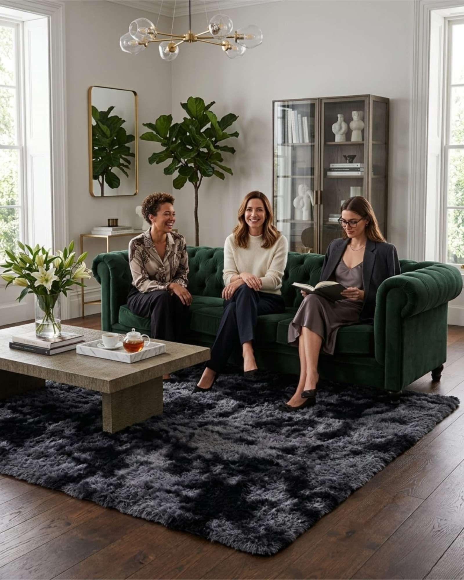 Alfombra Shaggy Peluda Extra Suave VERANO / INVIERNO 240 x 200 cm Negro Jaspeado-3