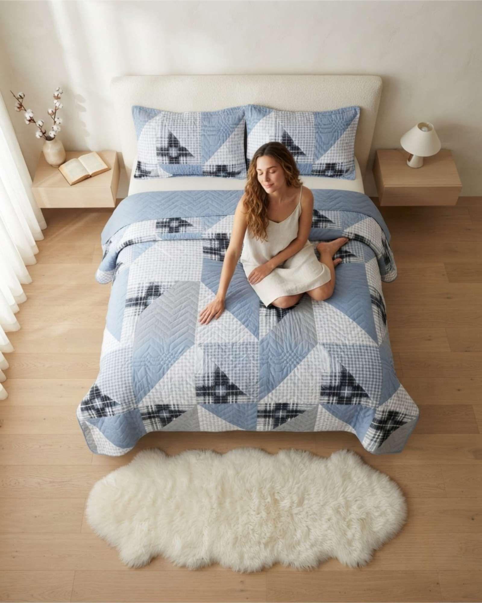 Cubrecama Quilt de Verano King Delgado Ultra Liviano + 2 Almohadas 06-2