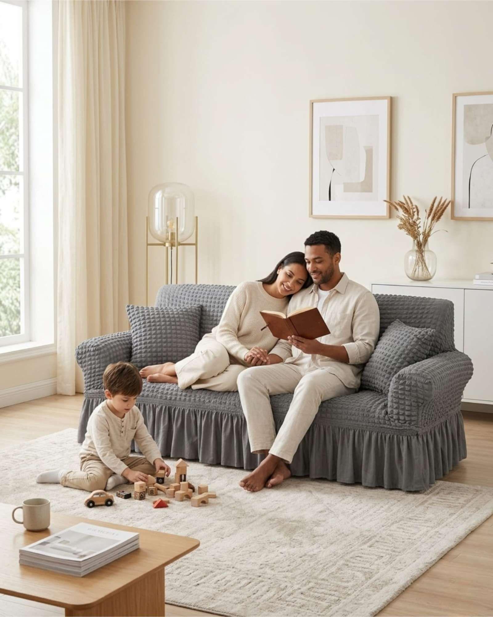 Funda de Sofa Turca de 1 Cuerpo Diseño Premium con Faldon m5-2