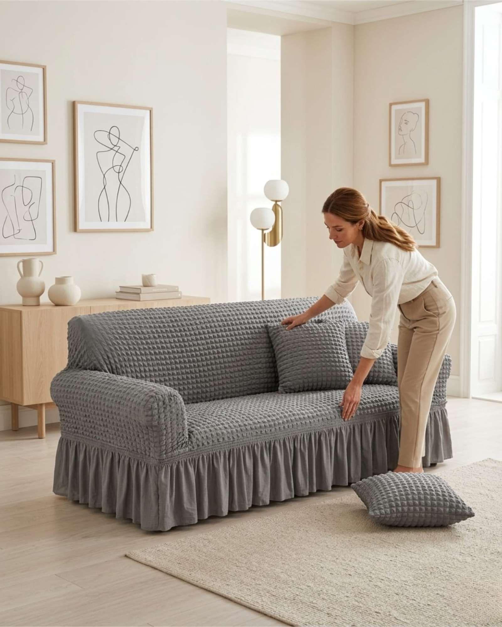 Funda de Sofa Turca de 1 Cuerpo Diseño Premium con Faldon m5-3