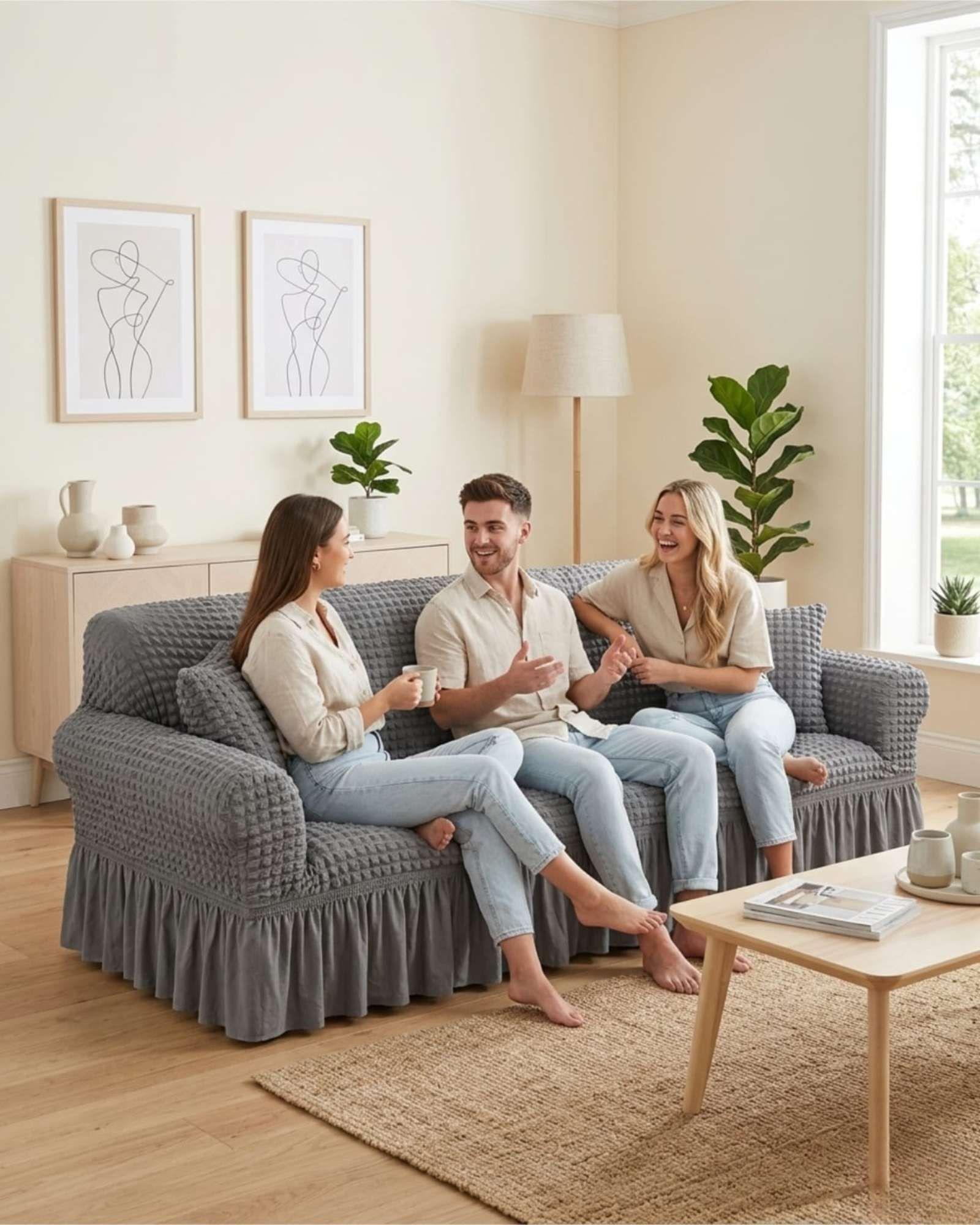 Funda de Sofa Turca de 1 Cuerpo Diseño Premium con Faldon m5-4