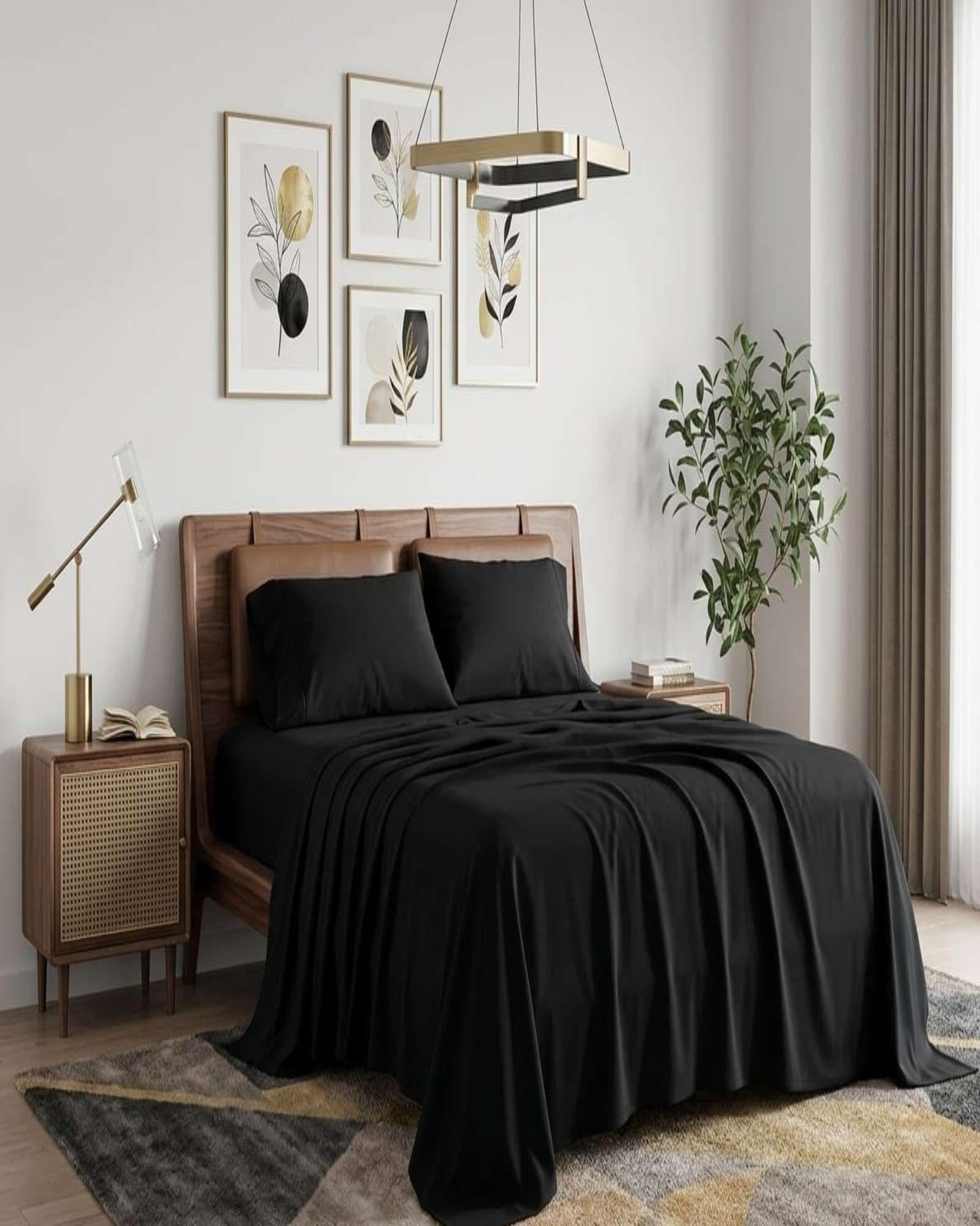 Juego de Sabanas 800 Hilos Estilo Americano king negro-4