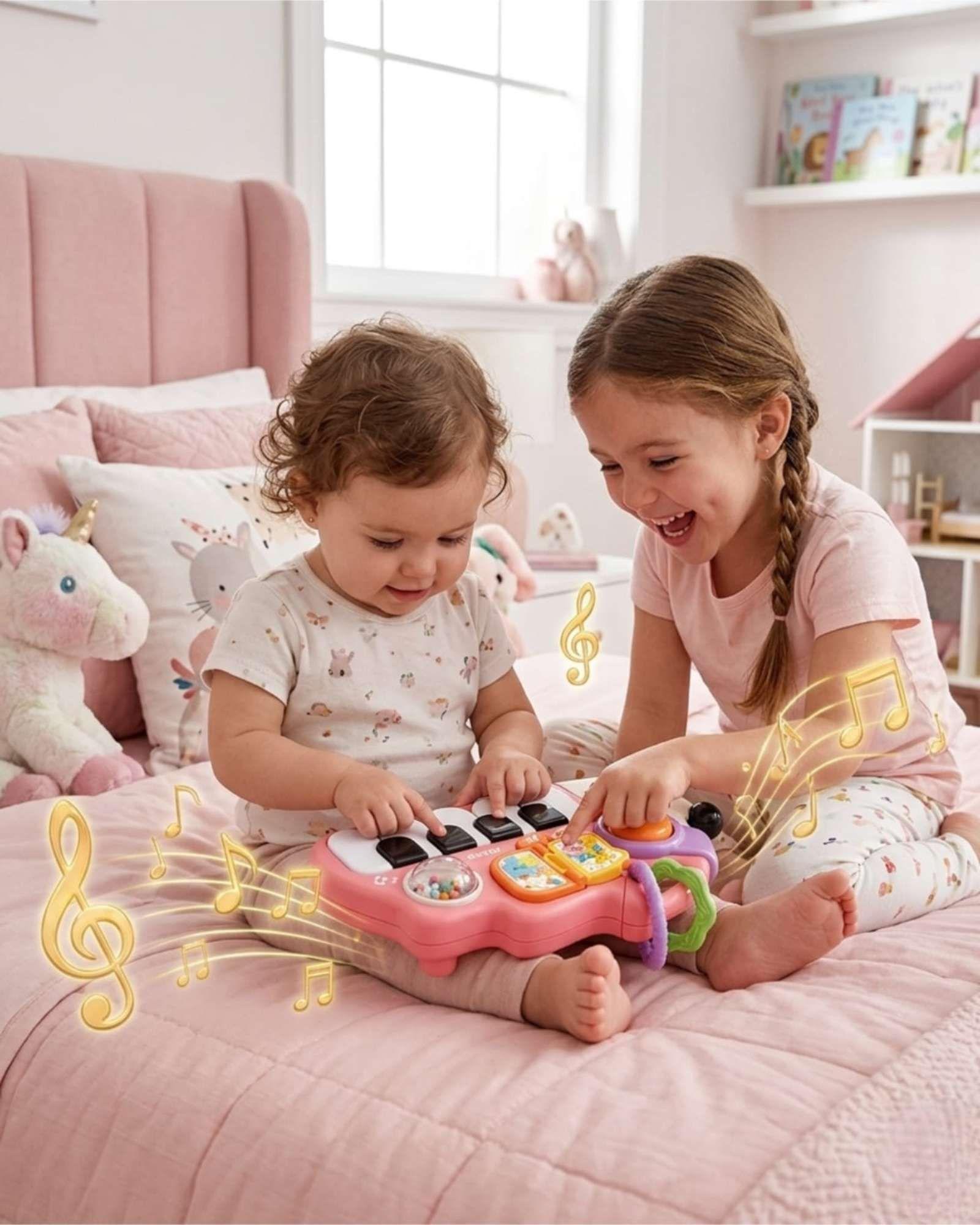 Juguete Didáctico Piano Erizo Musical Estimulación Infantil Rosa-2
