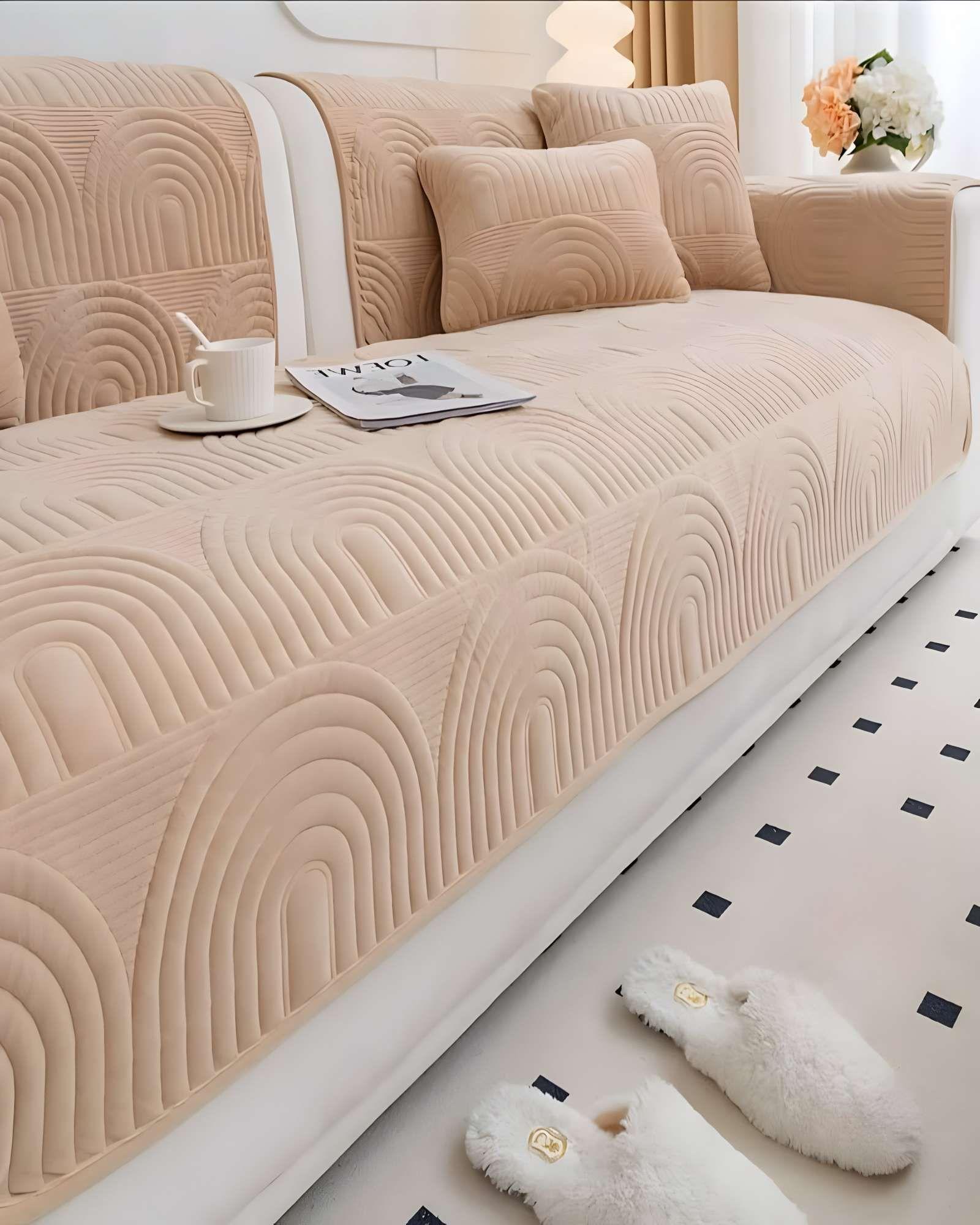 JUEGO DE 5 FUNDAS PARA SOFA CON DISEÑO DE CURVAS BEIGE-3