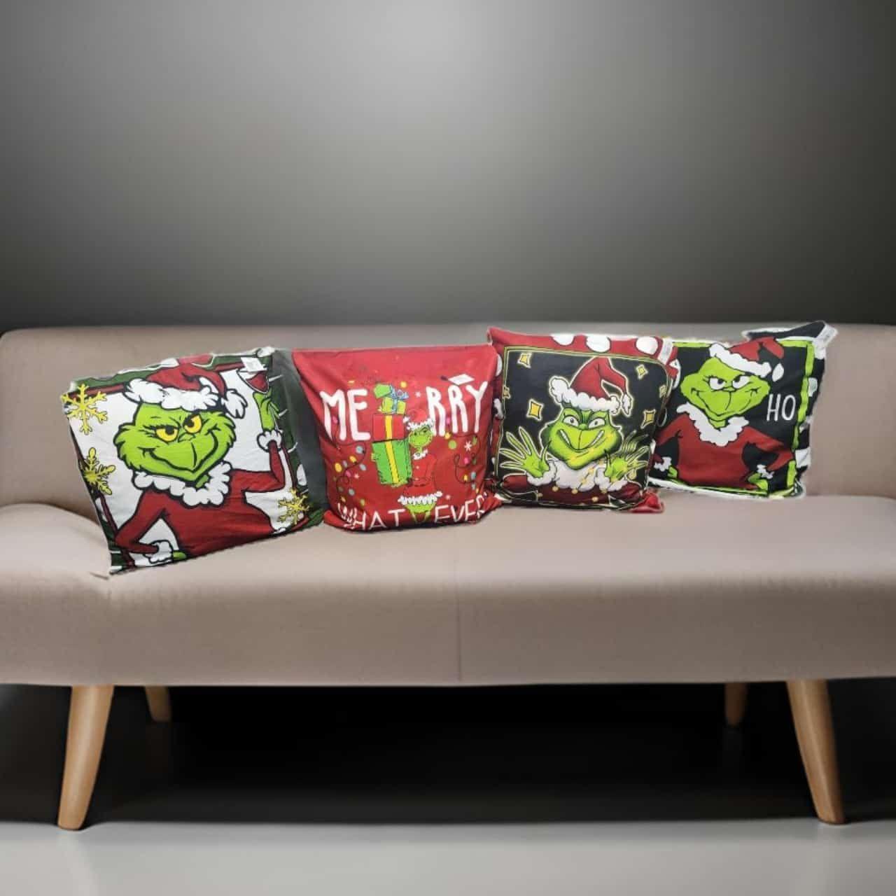 Pack de 4 Fundas De Cojín De Navidad De 45x45 Cm Modelos surtidos DEL GRINCH K2-2