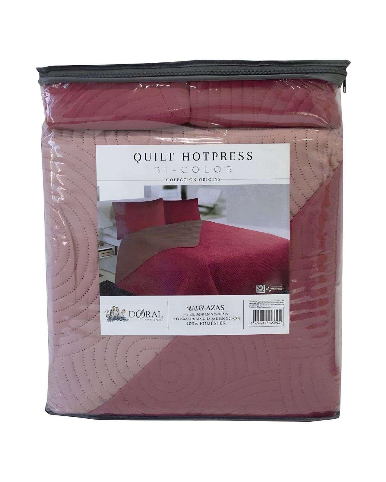 Cubrecama Quilt Hotpress Liso Bicolor 2 Plazas Doral M01-3