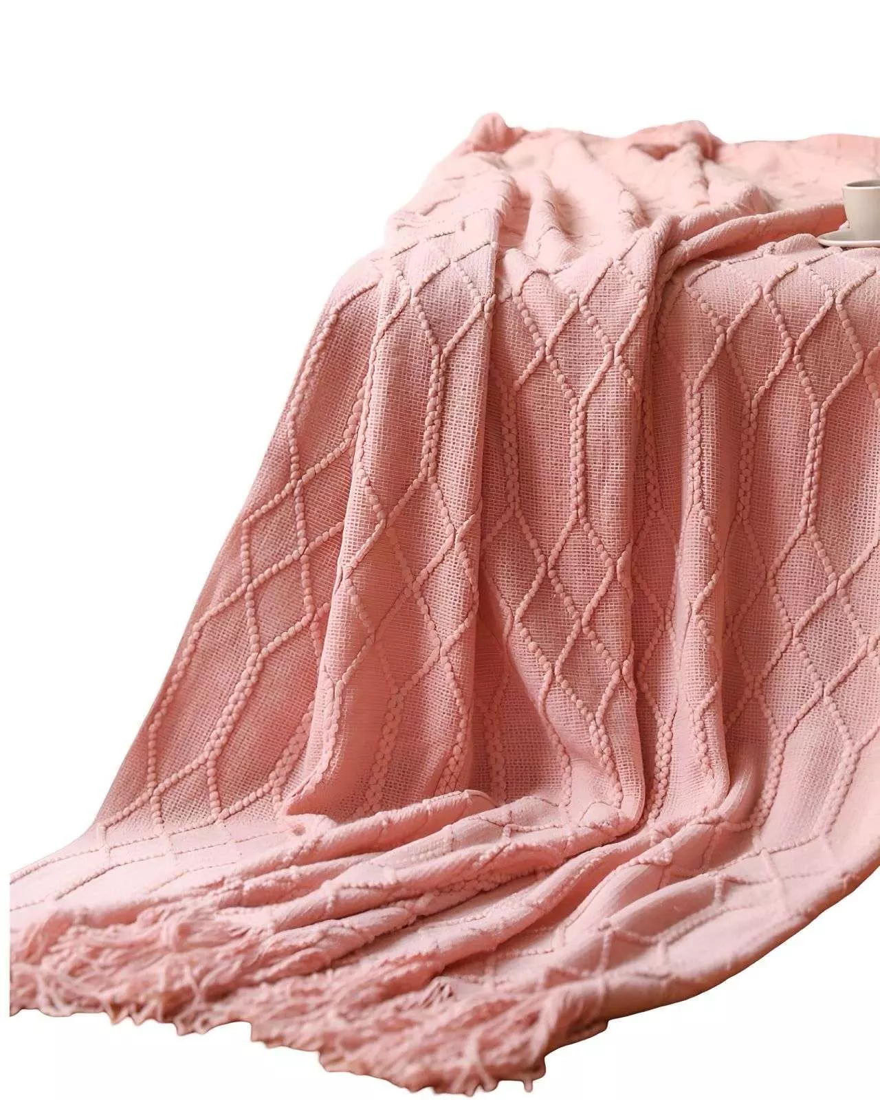 Mantas para sofas camas u oficinas con Flecos 127x152 cm Rosado-1