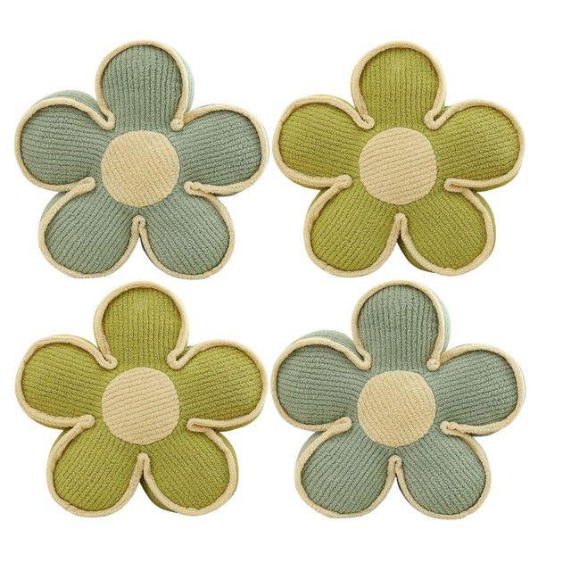 SET DE 4 COJINES DISEÑO FLOR COLOR AZUL/VERDE-2