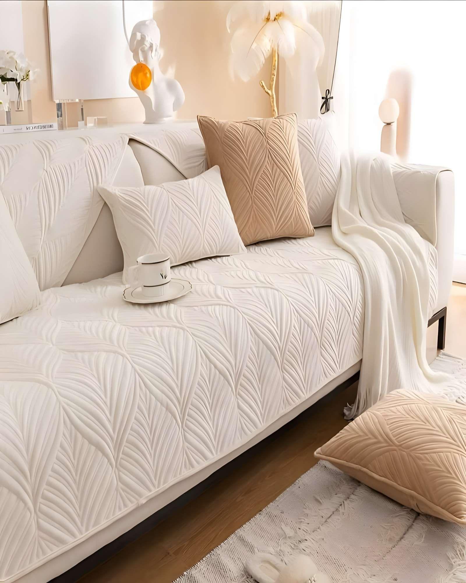 JUEGO DE 5 FUNDAS PARA SOFA CON DISEÑO DE LINEAS BLANCO-3