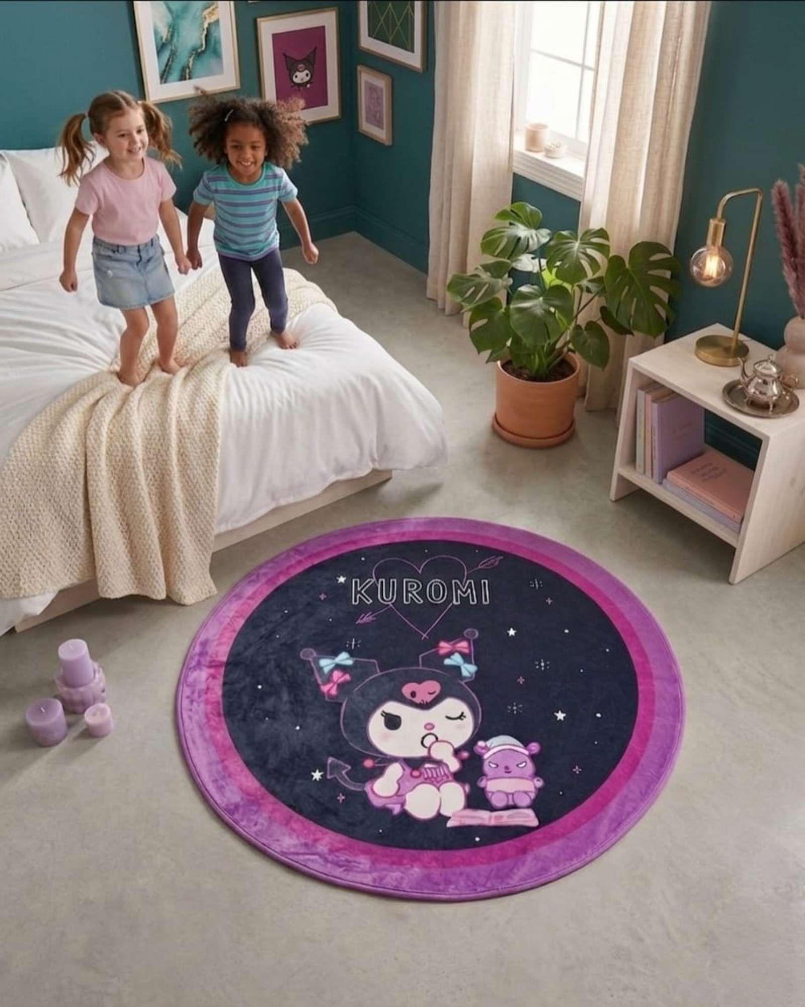 Alfombra De Juego Para Niños Circular Suave 80cm De Kuromi m3-1