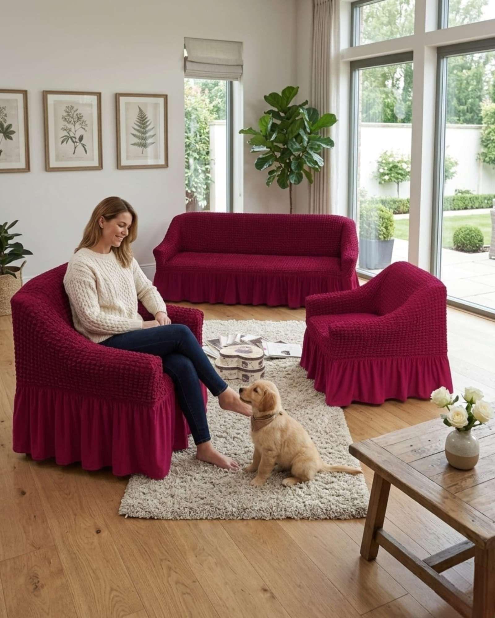 Cubre sillon 3+1+1 Diseño Sofisticado Turco con Vuelo Inferior m12-2