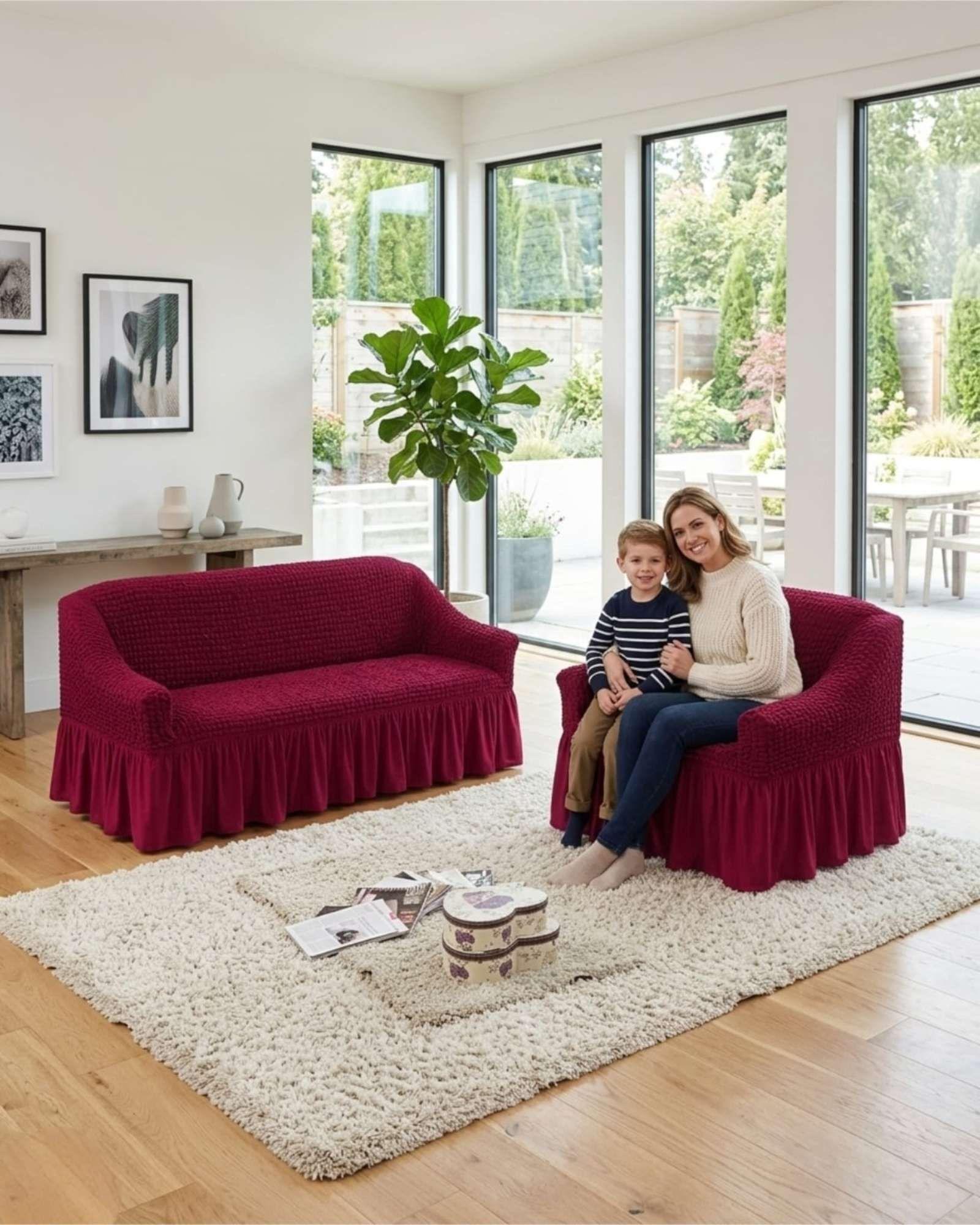 Cubre sillon 3+1+1 Diseño Sofisticado Turco con Vuelo Inferior m12-3