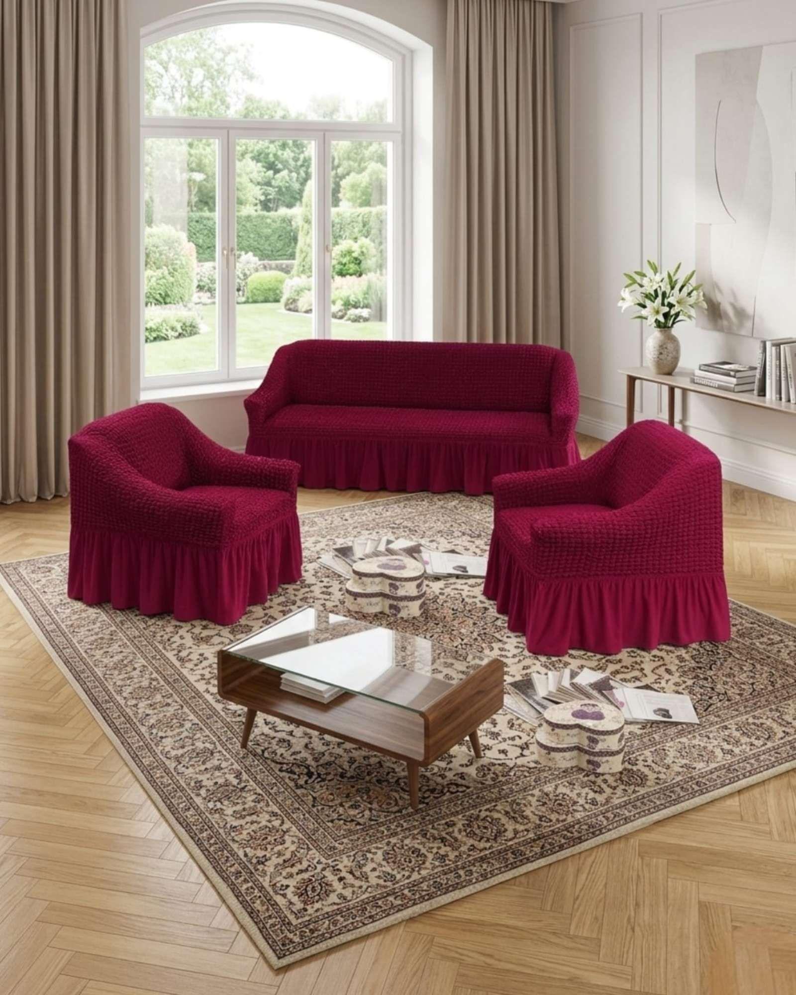 Cubre sillon 3+1+1 Diseño Sofisticado Turco con Vuelo Inferior m12-4