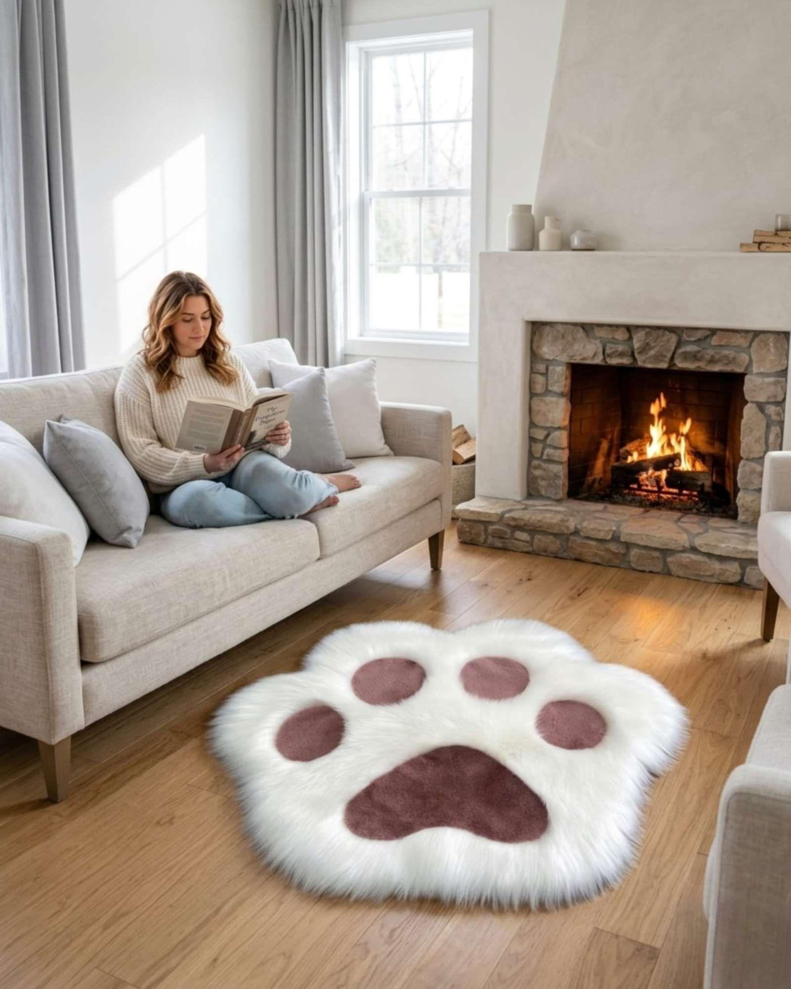 Alfombra Huellita De Gato Ultra Suave Varios Colores 70x80 blanco-0