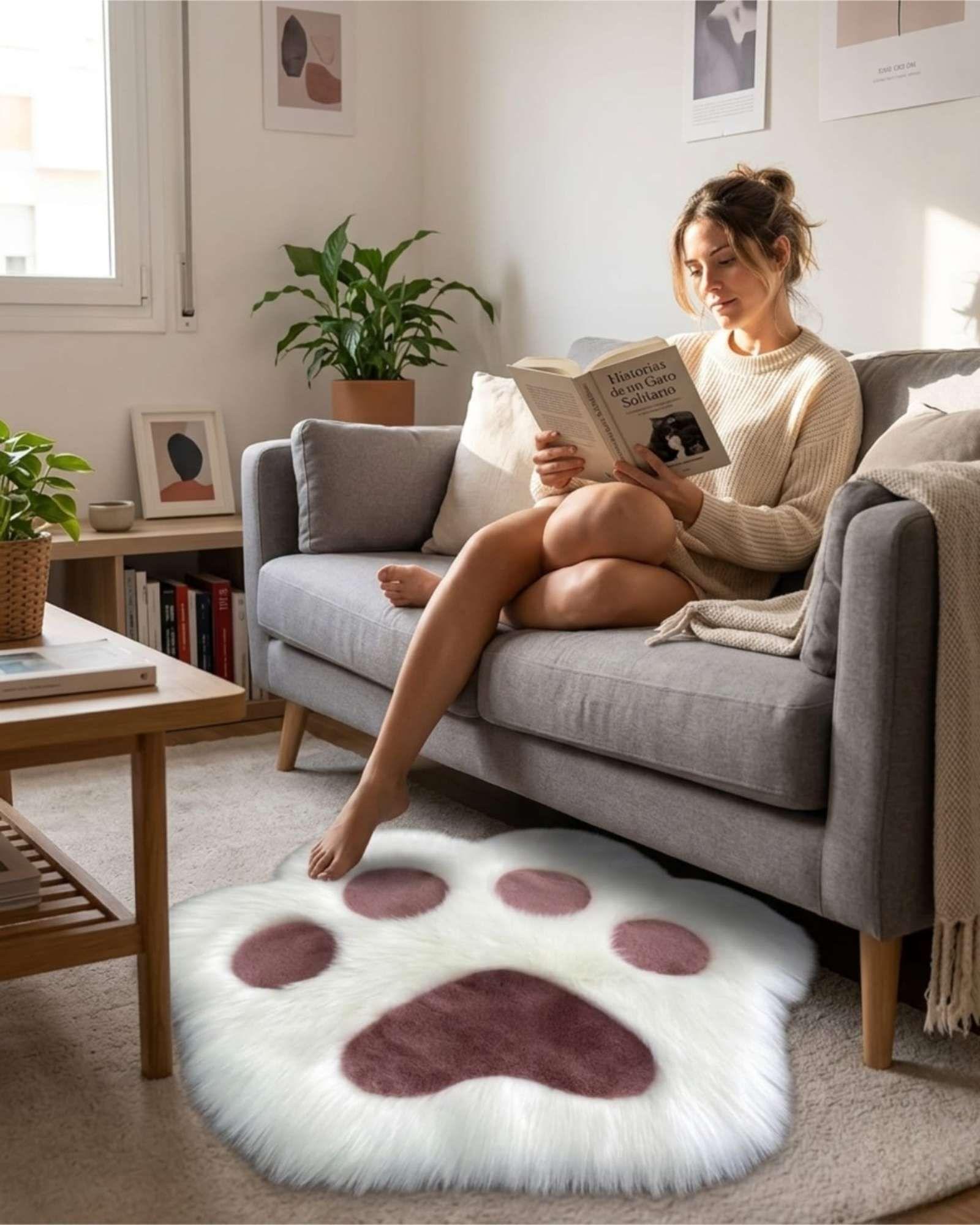 Alfombra Huellita De Gato Ultra Suave Varios Colores 70x80 blanco-4