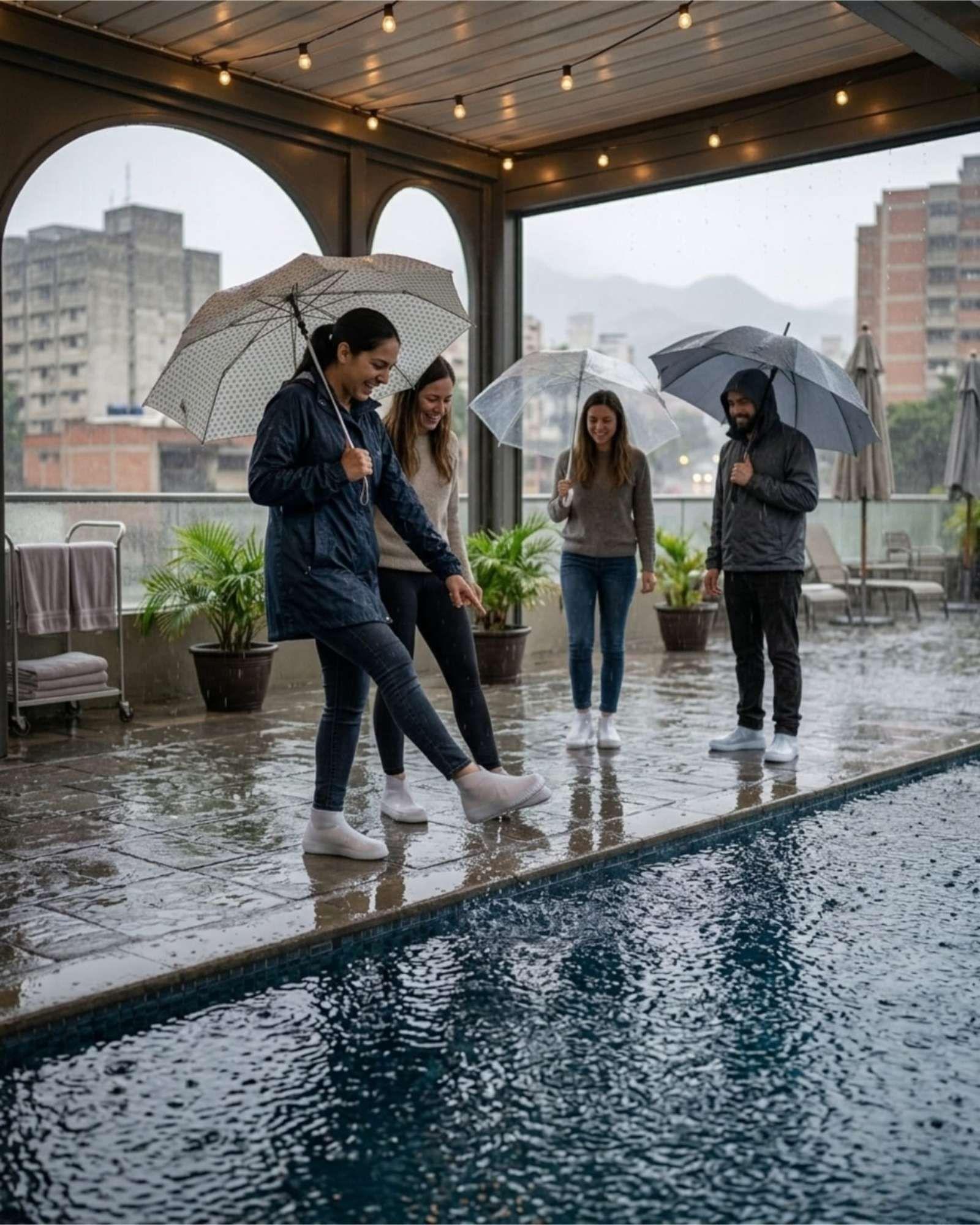 Set 6 Cubrecalzado Impermeable De Silicona Para Lluvia Talla L Blanco-4
