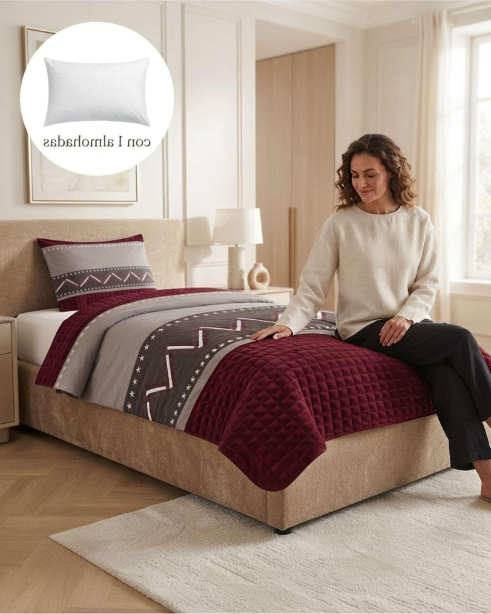 Cubrecama Quilt de Verano 1.5 Plazas Delgado + 1 Almohada 07-4