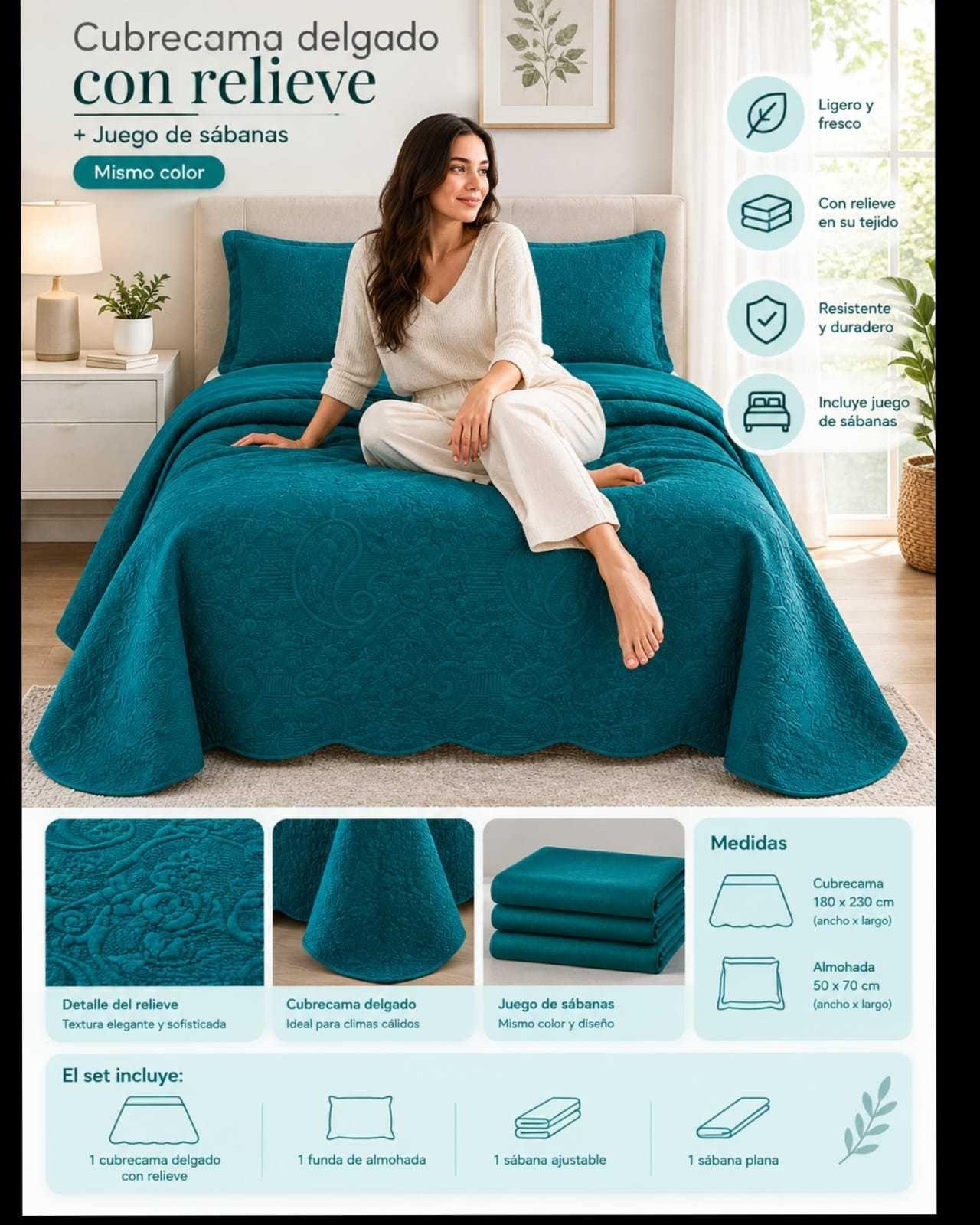 Quilt Cubrecama King Verano Diseño Relieve 02-4