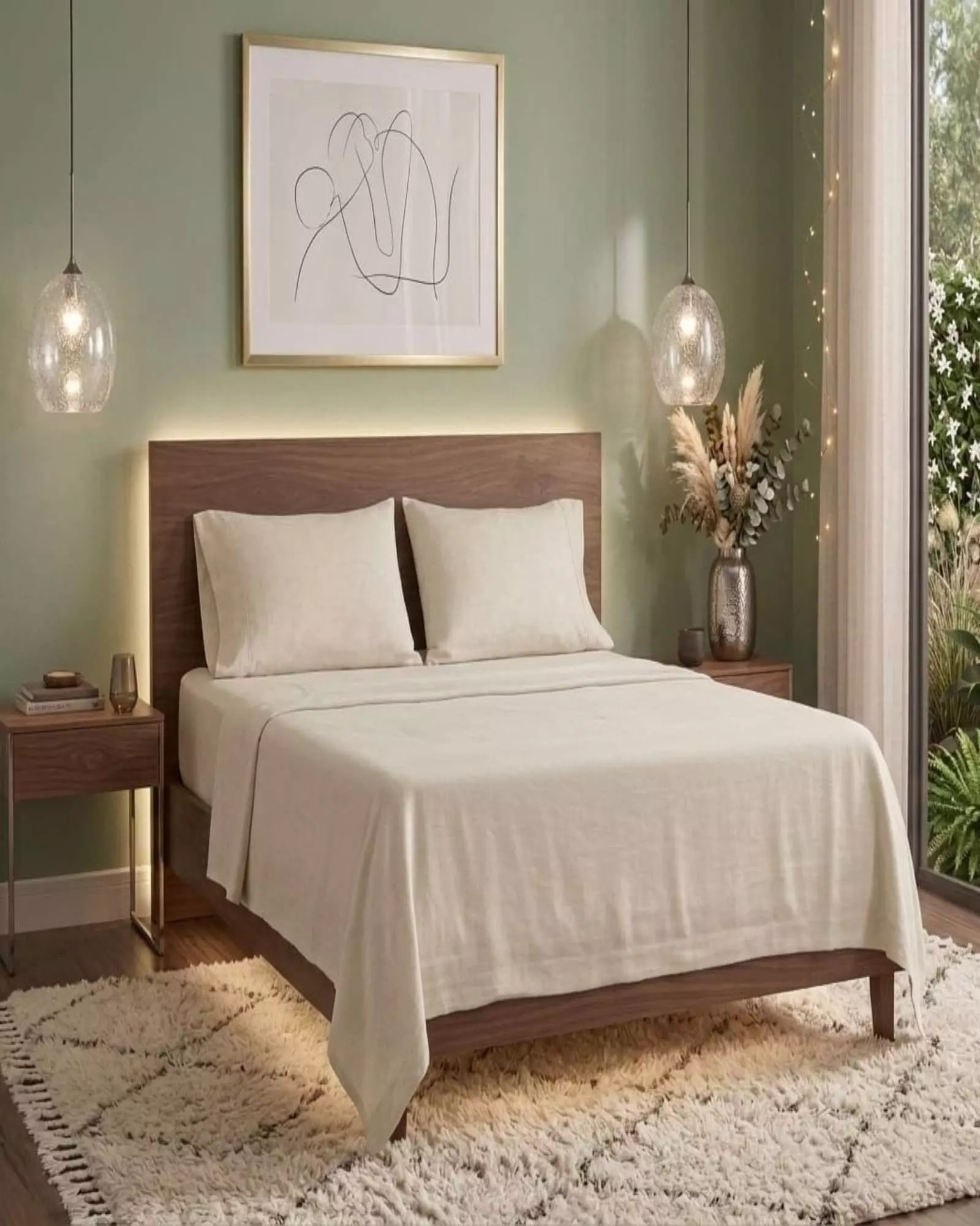Juego de Sabanas 800 Hilos Estilo Americano 2 plazas beige-3
