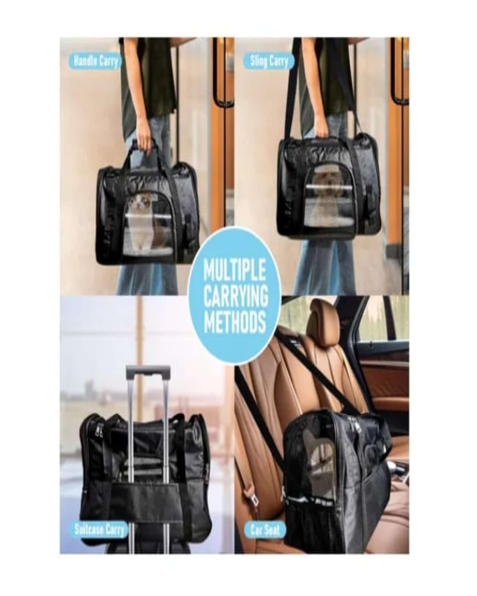 Bolso para Mascota transportador de Perro y Gato (Negro)-3