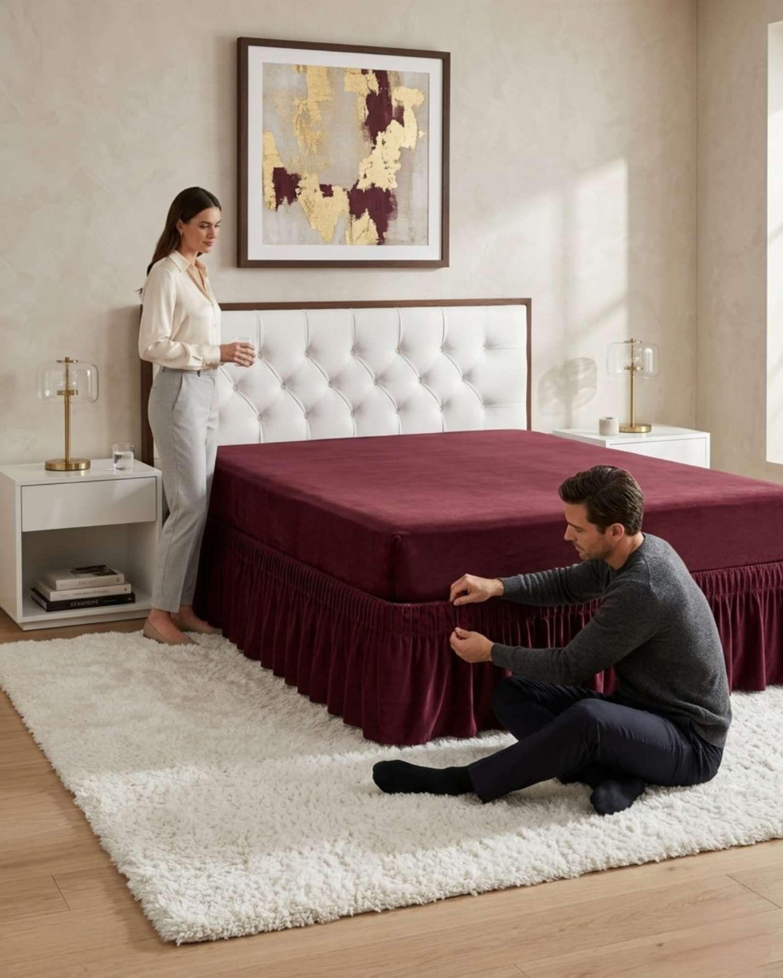 Faldón De Cama King Cubre Base Con Pliegues 04-3
