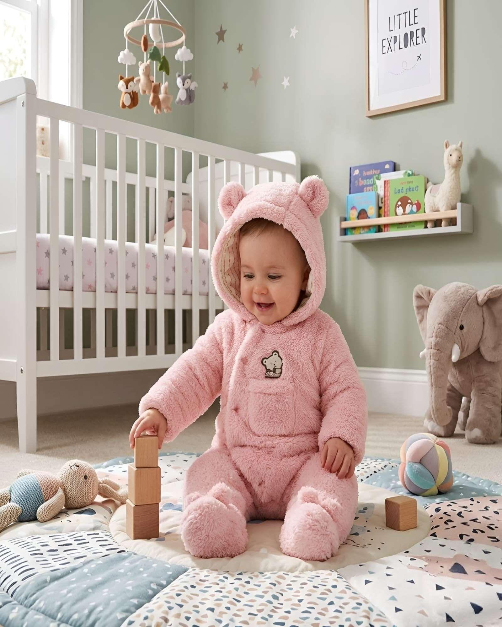 Mameluco Térmico Completo Oso Peluche Con Pies Bebé de 0 a 9 Meses A2-2
