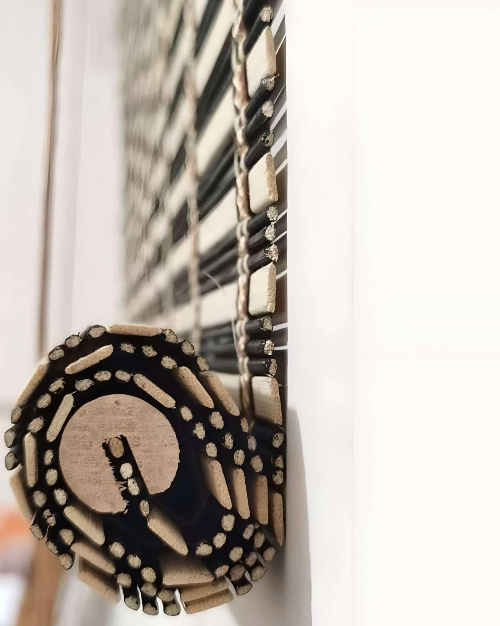 CORTINA PERCIANA BAMBU 150X180 ESTERILLA ENROLLABLE NEGRO - BEIGE-2