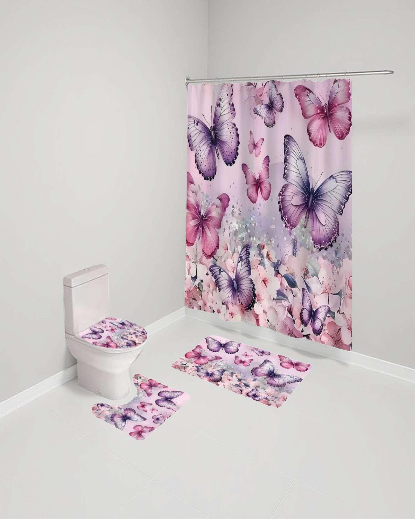 Set de baño 5 piezas Cortina mas Alfombras mas forro de ducha  -18-2