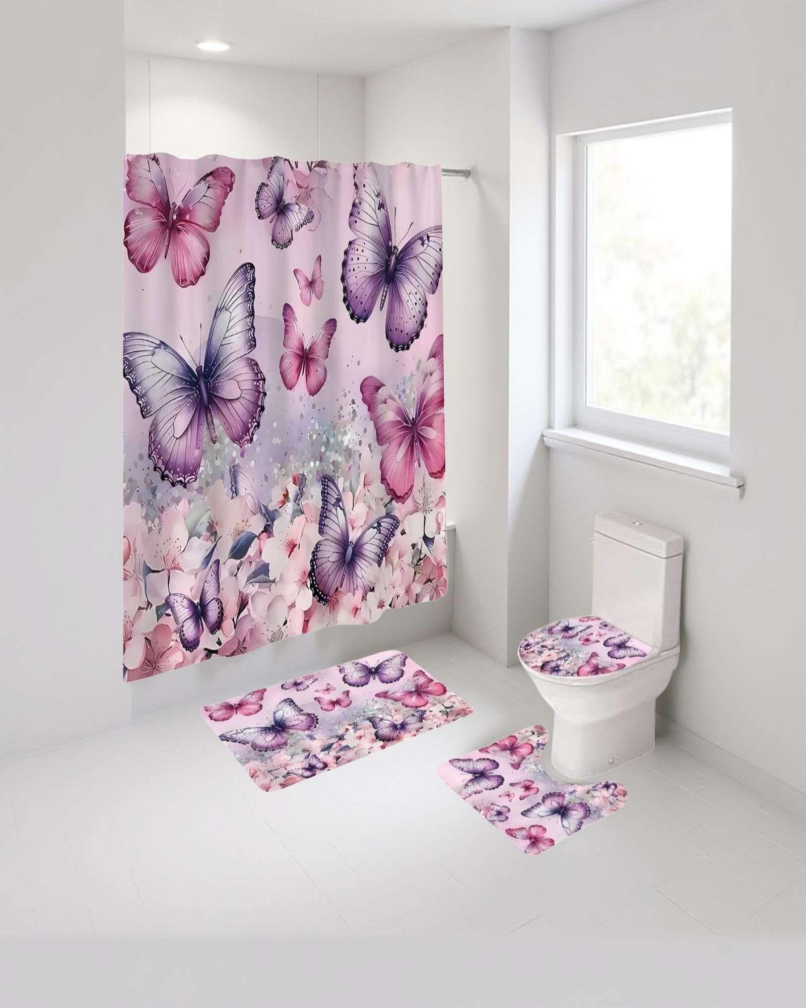 Set de baño 5 piezas Cortina mas Alfombras mas forro de ducha  -18-4