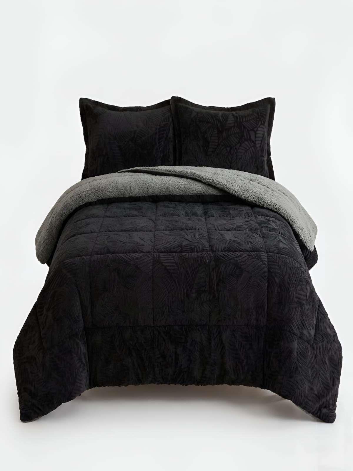 Cubrecama Outboss Deluxe Sherpa Super king negro-2