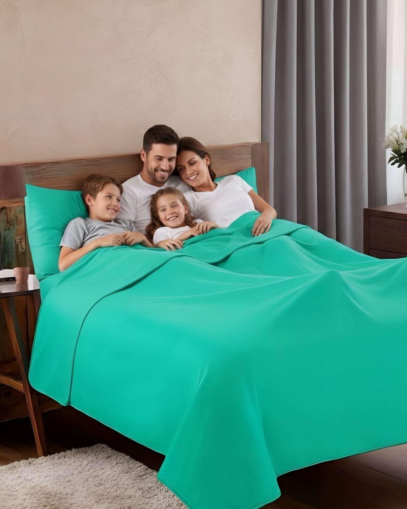 Sabana extra suave premium de polar Verde claro plaza y media-2